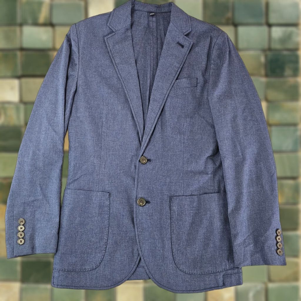 J.Crew J. CREW THOMPSON Blazer Mens 34 Blue Cotton Two Button Sport Coat Unconstructed Size 34R - 1 Thumbnail
