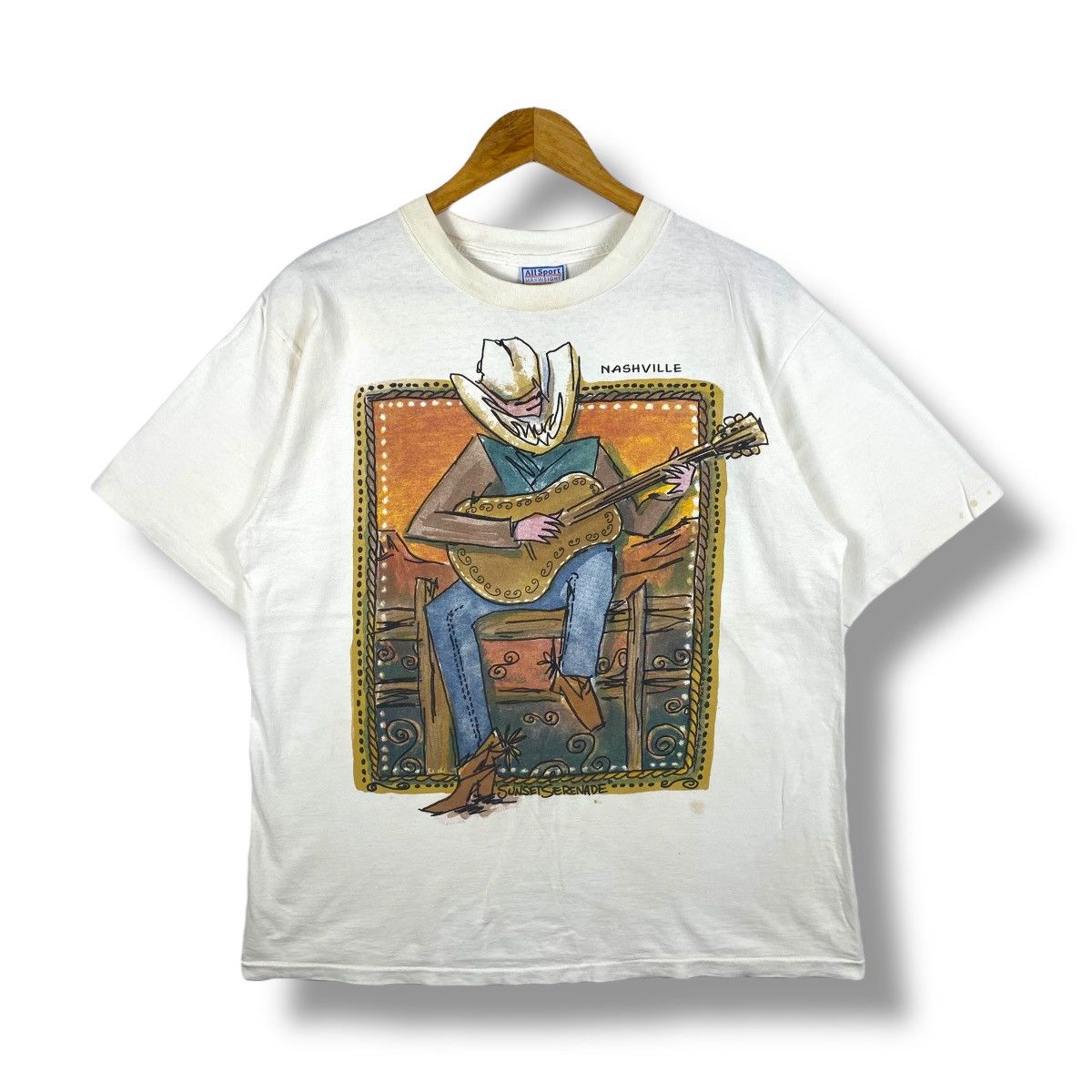 Vintage Vintage 90's NASHVILLE ECLECTIC COWBOY Graphic Tee Shirt Size US L / EU 52-54 / 3 - 1 Thumbnail