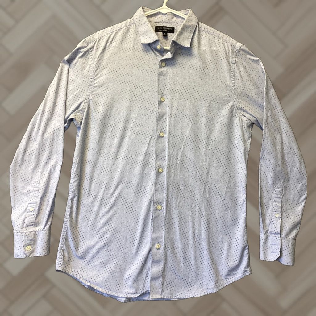 Banana Republic Banana Republic Slim Fit Button-Up Shirt L Long Sleeve Blue Dot Mens Size US L / EU 52-54 / 3 - 1 Thumbnail