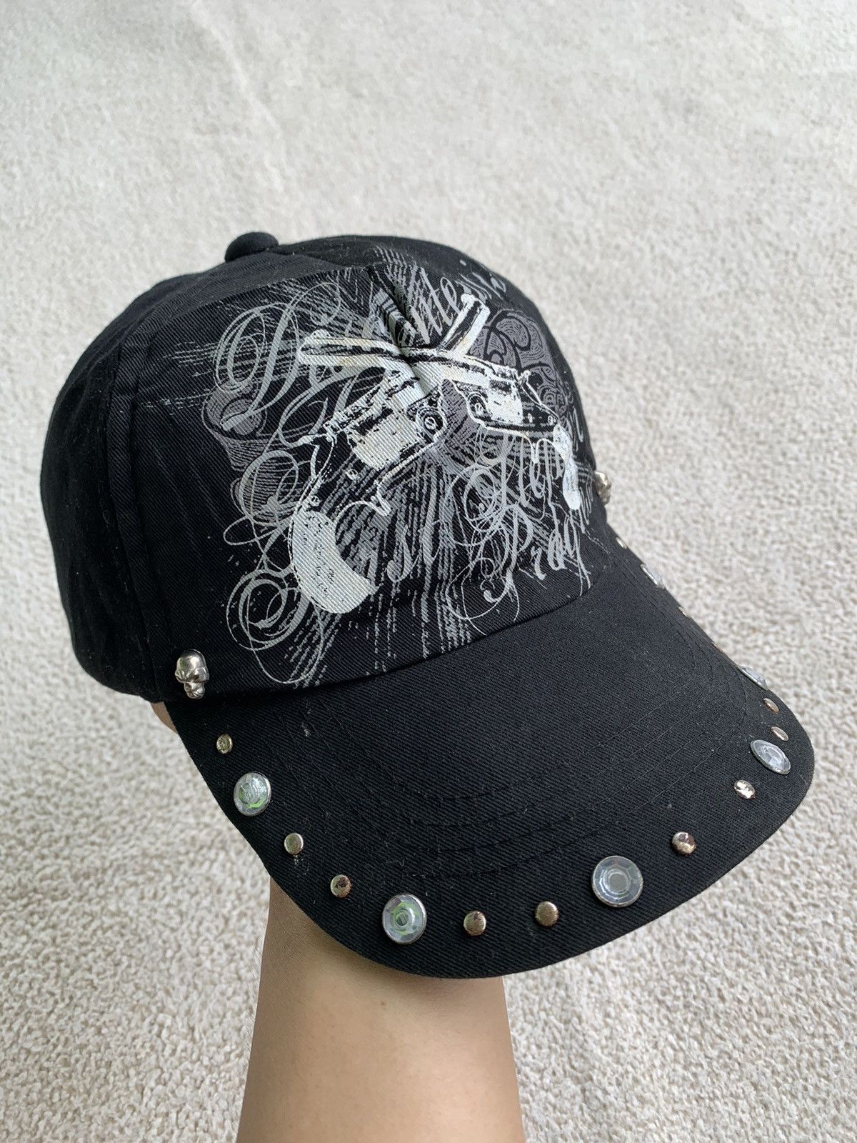 If Six Was Nine × Japanese Brand × Le Grande Bleu (L.G.B.) japanese brand studded punk poem distressed cap Size ONE SIZE - 3 Thumbnail