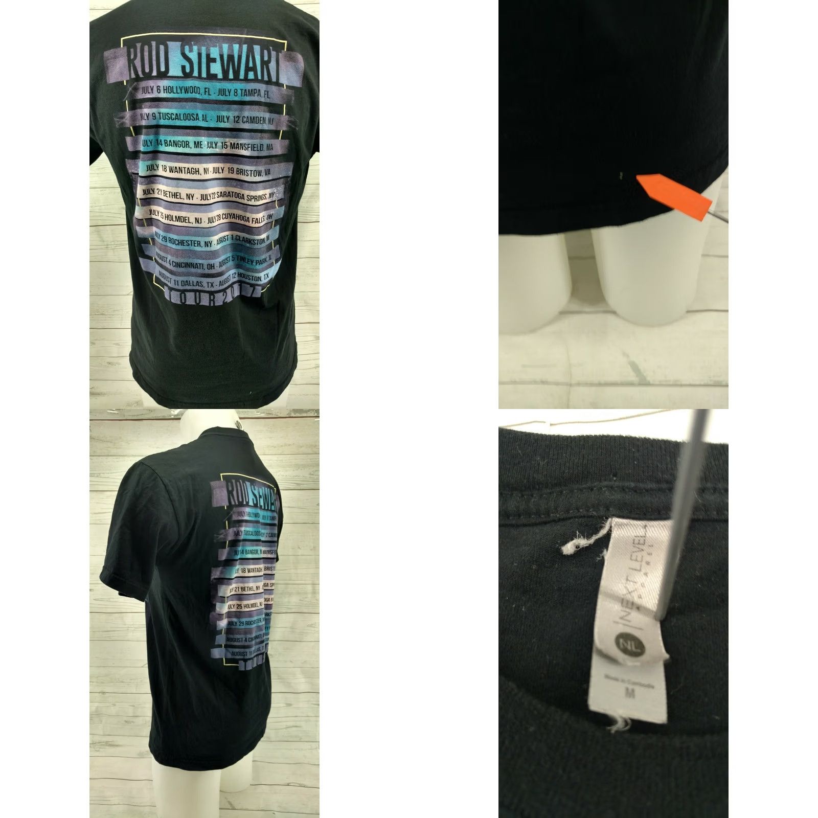 Next Level Next Level Apparel Distressed Rod Stewart Tour 2017 T Shirt Black Cotton M Mens Graphic Tee Size US M / EU 48-50 / 2 - 8 Thumbnail
