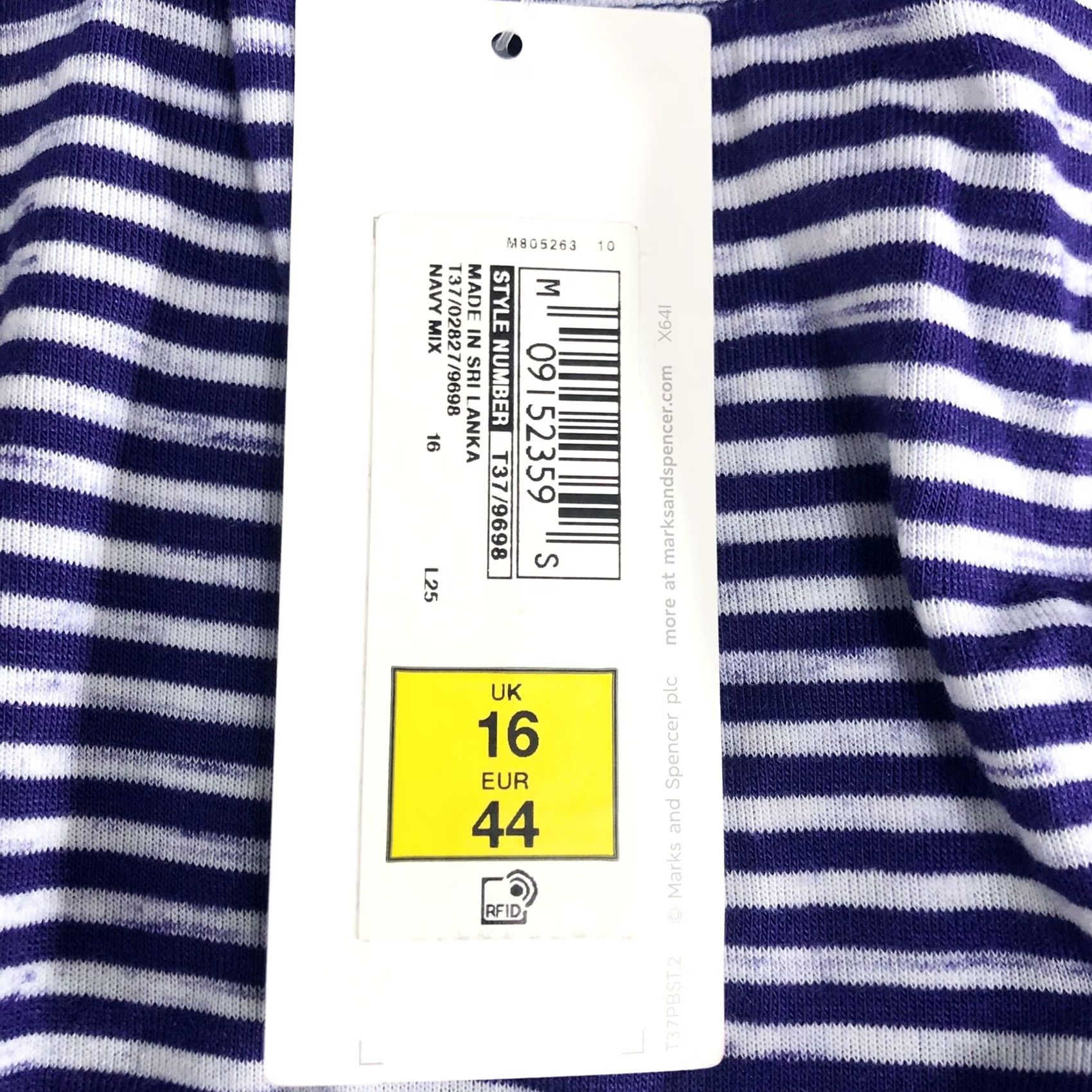 Marks & Spencer M&S Sleep Striped Navy & White 3/4 Sleeve Top UK 16 Womens BNWT Size XXL / US 16-18 / IT 52-54 - 5 Thumbnail
