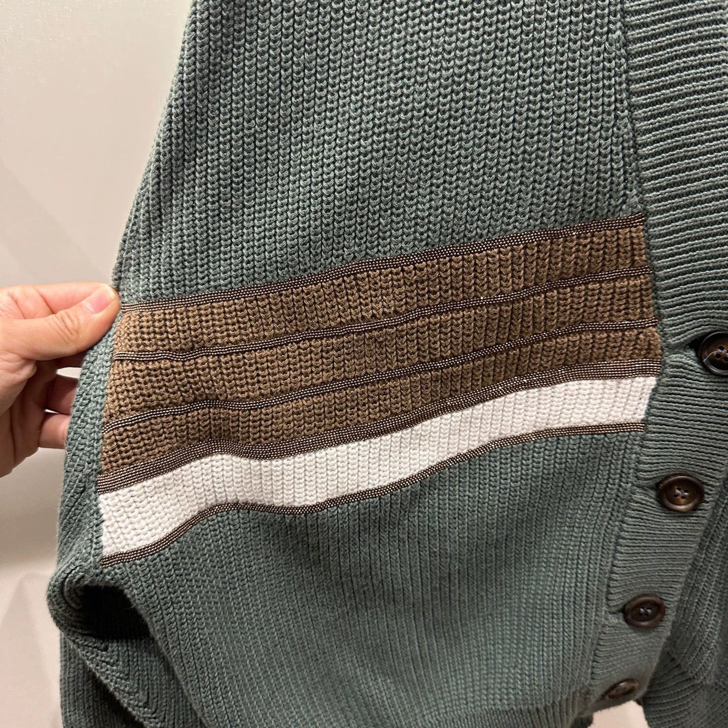Brunello Cucinelli Brunello Cucinelli mar114 beaded colorblock L cotton Size L / US 10 / IT 46 - 7 Thumbnail