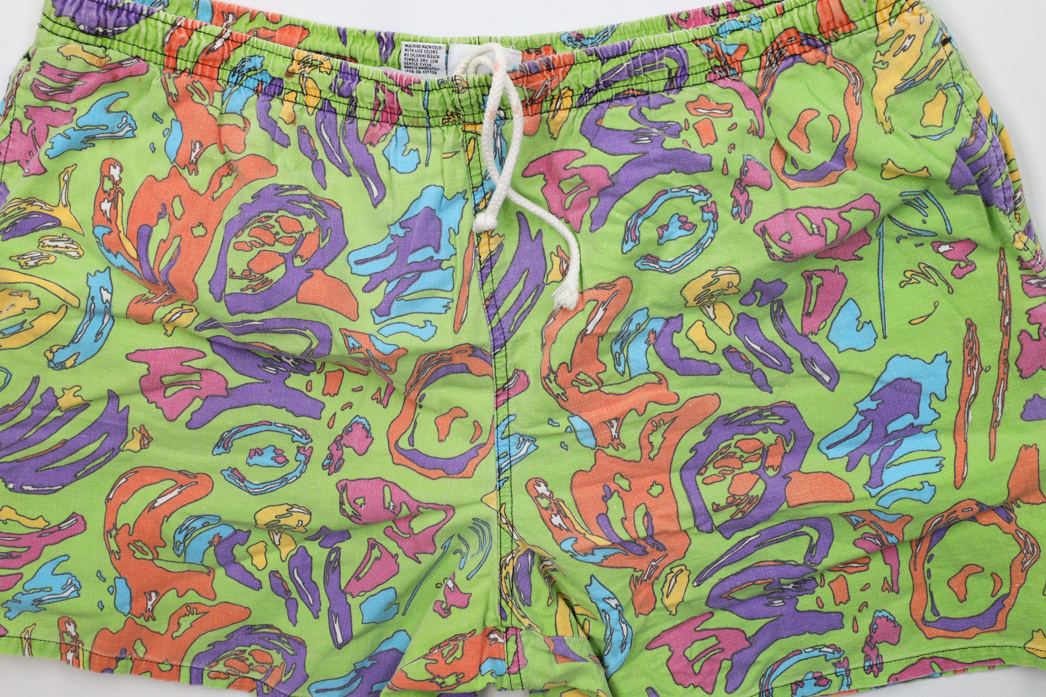 Vintage Vintage 90s Streetwear Abstract Lined Shorts Swim Trunks Size US 36 / EU 52 - 3 Thumbnail