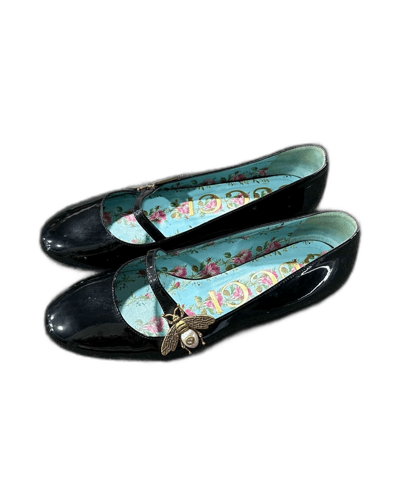 Gucci Black Mary Jane Shoes with Bee Logo-2505 Size US 4.5 / IT 34.5 - 1 Thumbnail