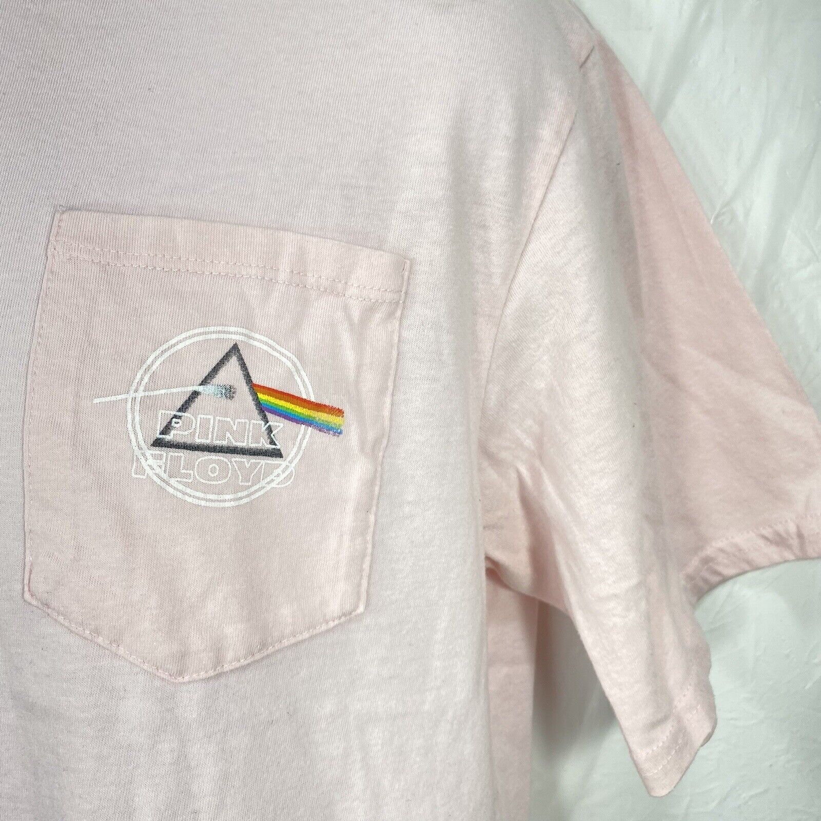 Pink Floyd Pink Floyd Large Dark Side of the Moon Cropped Pink T Shirt Size L / US 10 / IT 46 - 4 Thumbnail
