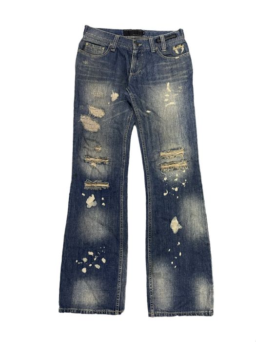 Archival Clothing Of The Neige Style Distressed Flare Denim Jeans