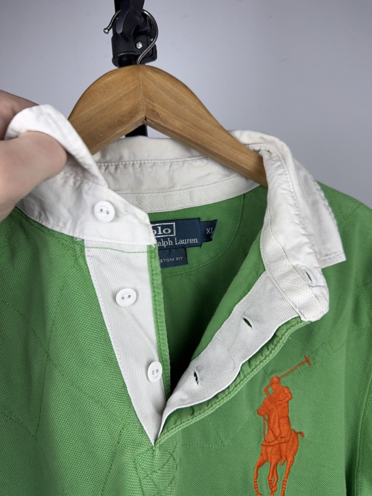 Polo Ralph Lauren 90s Retro Polo Ralph Lauren Big Pony Custom Fit Rugby Polo Size US XL / EU 56 / 4 - 11 Thumbnail