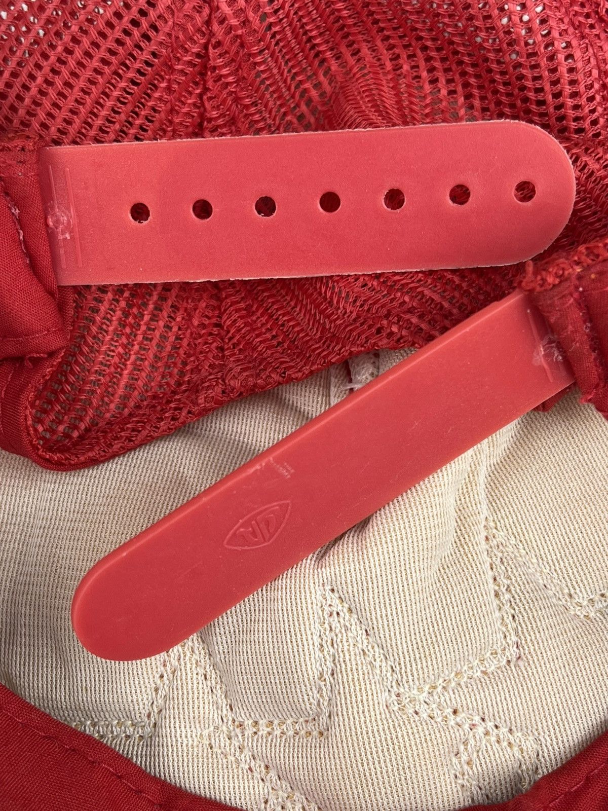 Chrome Hearts × Vintage Chrome Hearts Triple Star Leather Patch Red Trucker Hat Size ONE SIZE - 12 Thumbnail