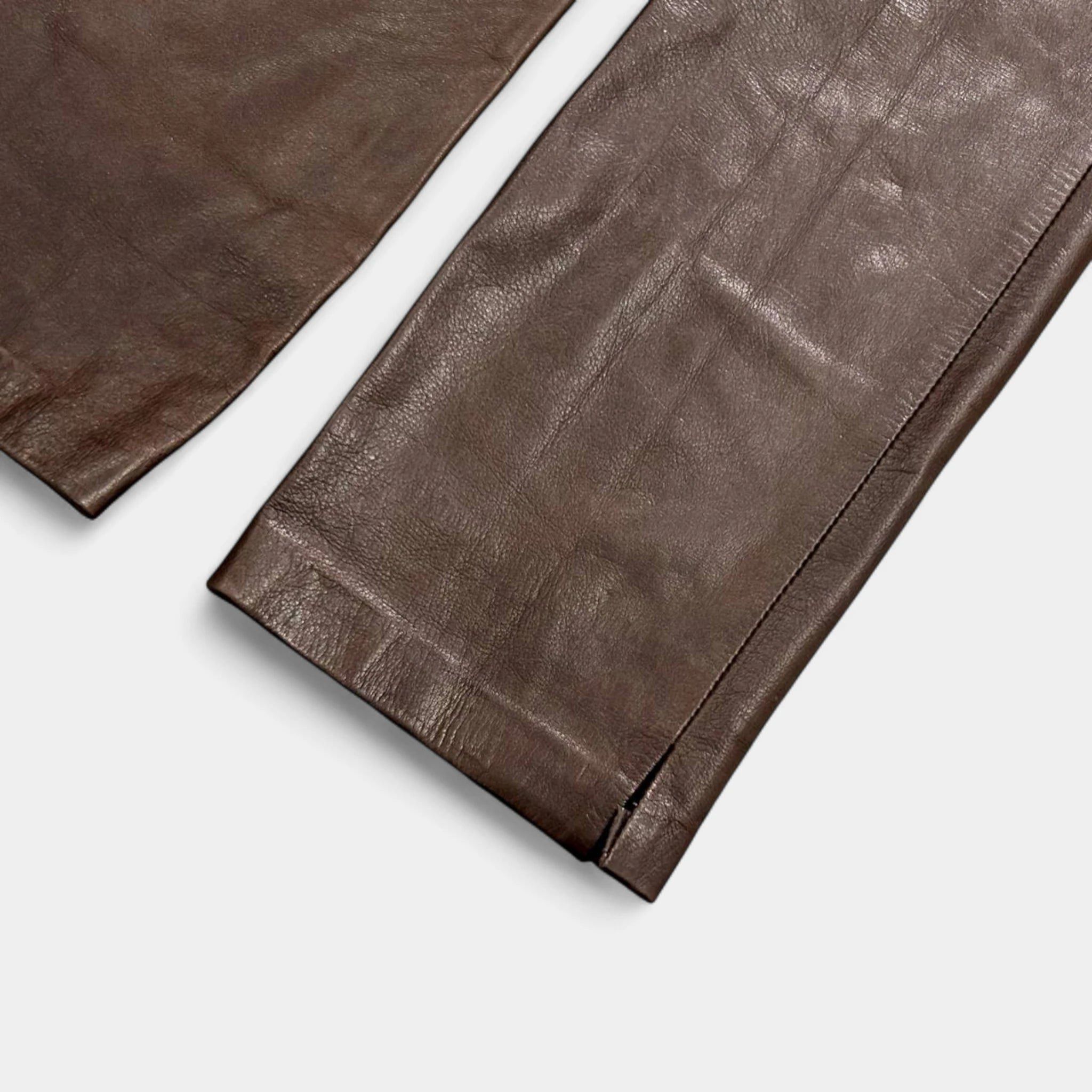 Dolce & Gabbana Dolce & Gabbana 90s Brown Leather Pants Size 26" / US 2 / IT 38 - 4 Thumbnail