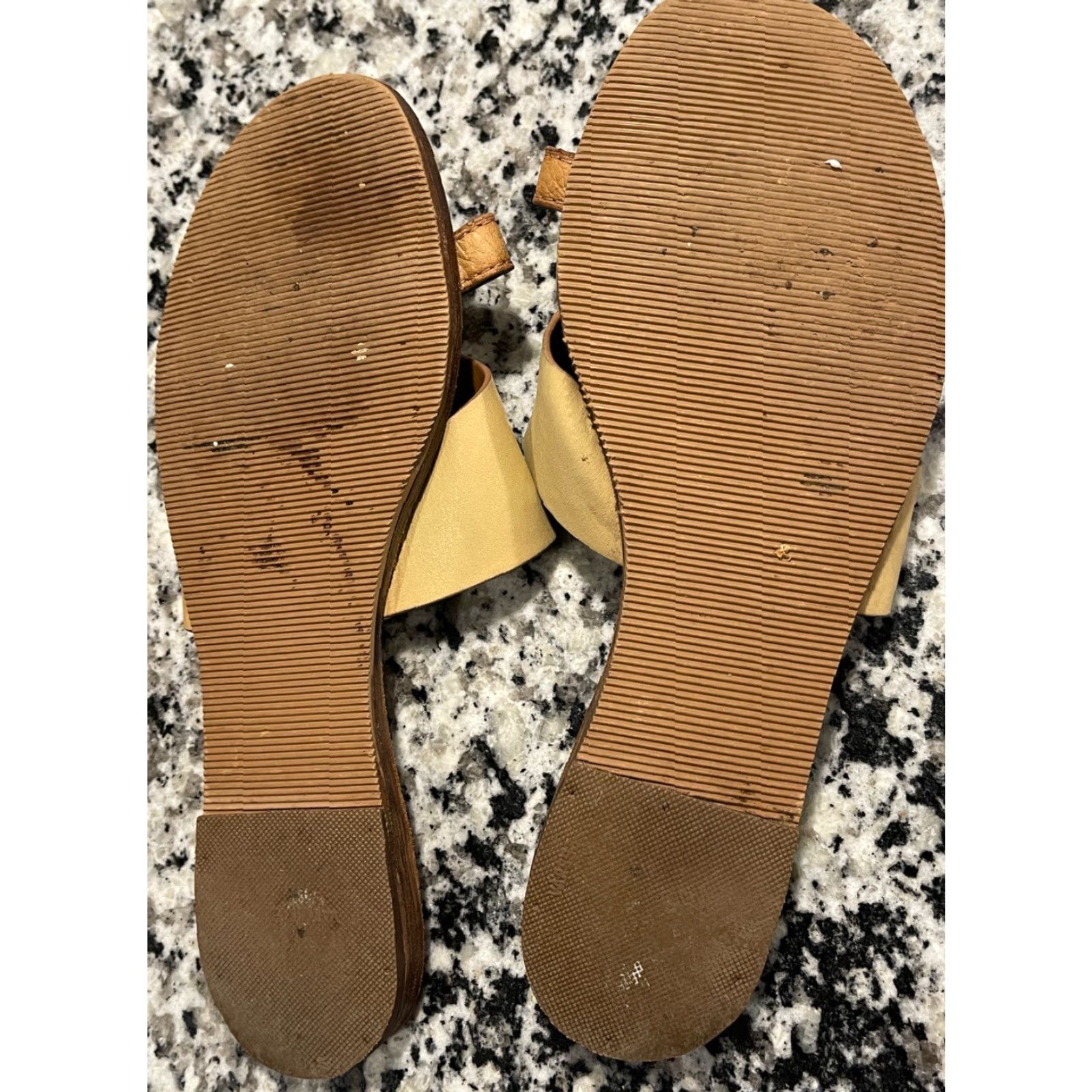 Tory Burch TORY BURCH Tan Leather Signature Perforated Logo Pebble Accent Flat Slides Sz 7 Ladies Sandal Leather Lined Slip On Casual Womens Size US 7 / IT 37 - 3 Thumbnail