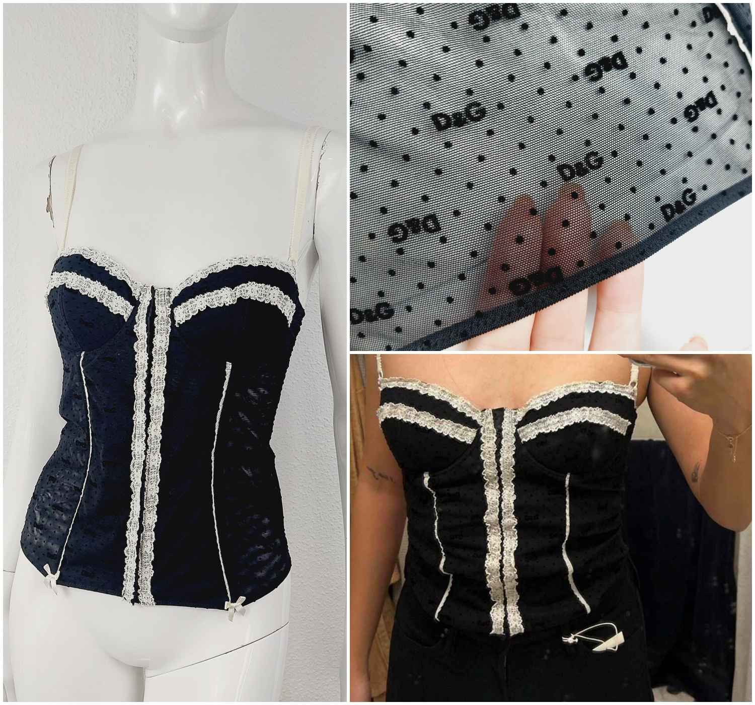Dolce & Gabbana Dolce and Gabbana D&G Logo Net Mesh Ribbon Bustier Corset Size S / US 4 / IT 40 - 1 Thumbnail