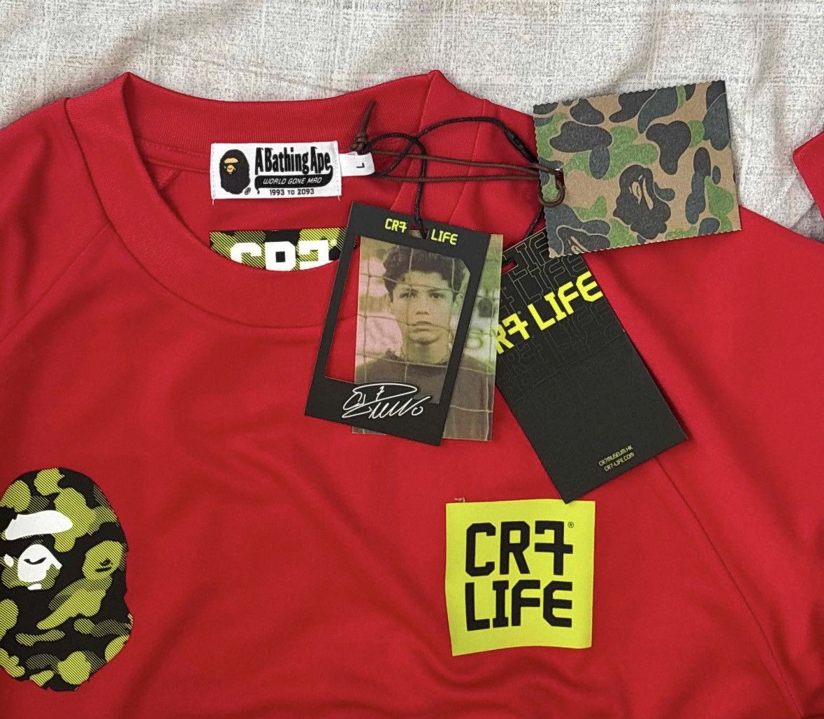 Bape Bape x CR7 Red Multi Logo Ronaldo Jersey Long Sleeve Size US L / EU 52-54 / 3 - 3 Thumbnail