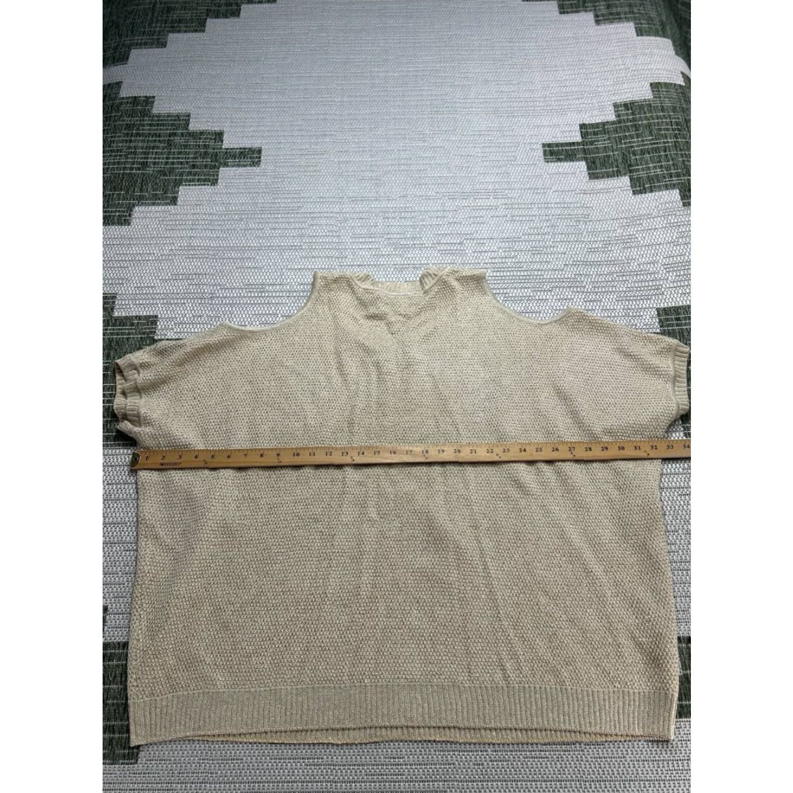St. John St.John Shirt Womens XL Beige Knit Pullover Crew Neck Short Sleeve Vintage No Size XL / US 12-14 / IT 48-50 - 5 Thumbnail