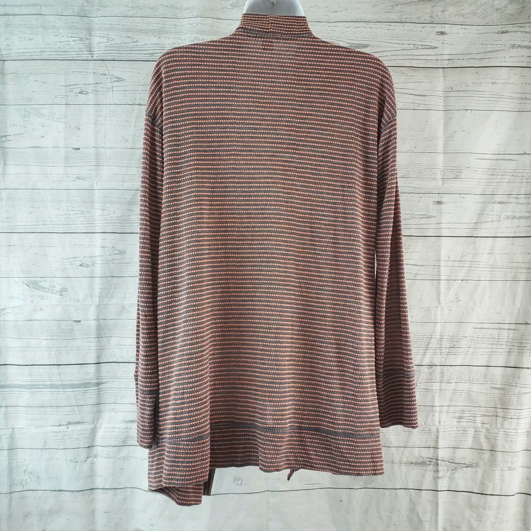 Vintage VINTAGE Caslon Women's Cardigan Shirt Open Front Striped Grey Pink Long Sleeve M Webs? Size M / US 6-8 / IT 42-44 - 4 Thumbnail