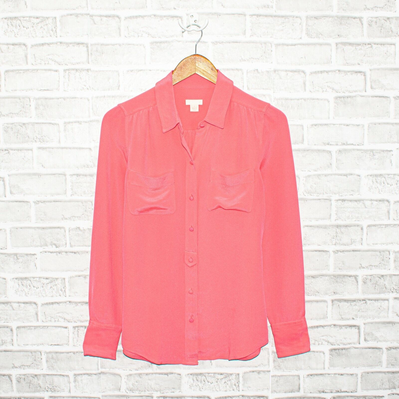 J.Crew J.Crew Collection Silk Coral Button Down Blouse Size 4 Size S / US 4 / IT 40 - 8 Thumbnail
