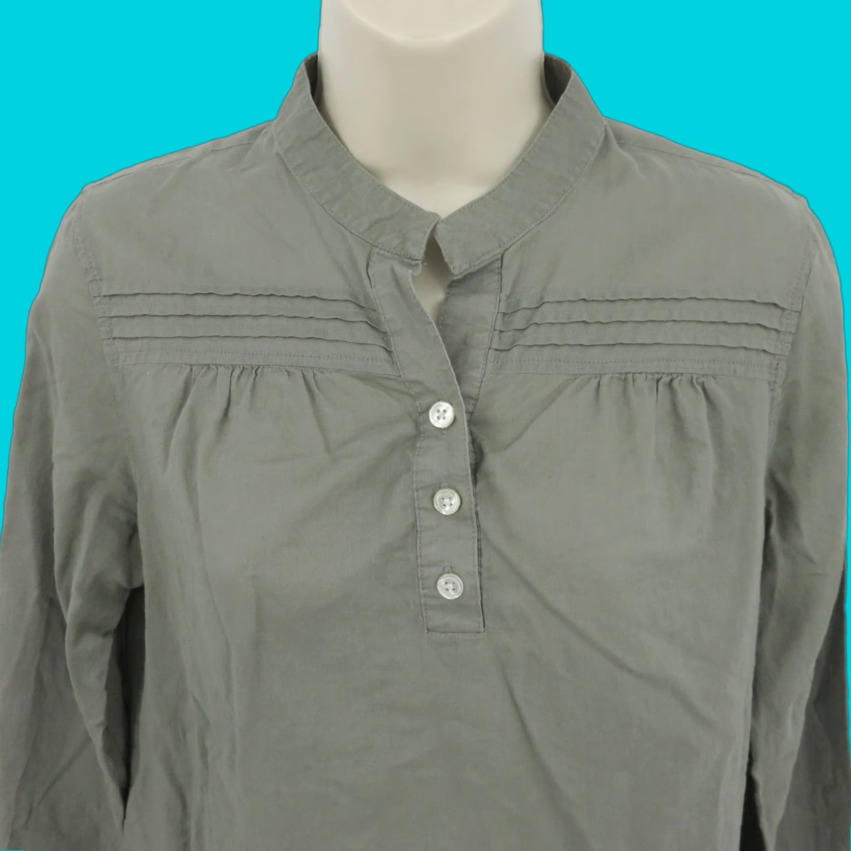 Banana Republic VINTAGE Banana Republic Blouse Shirt Boxy Green Pleated Button Women Small S 2006 Y2K Dressy Casual Workwear Formal Size S / US 4 / IT 40 - 1 Thumbnail
