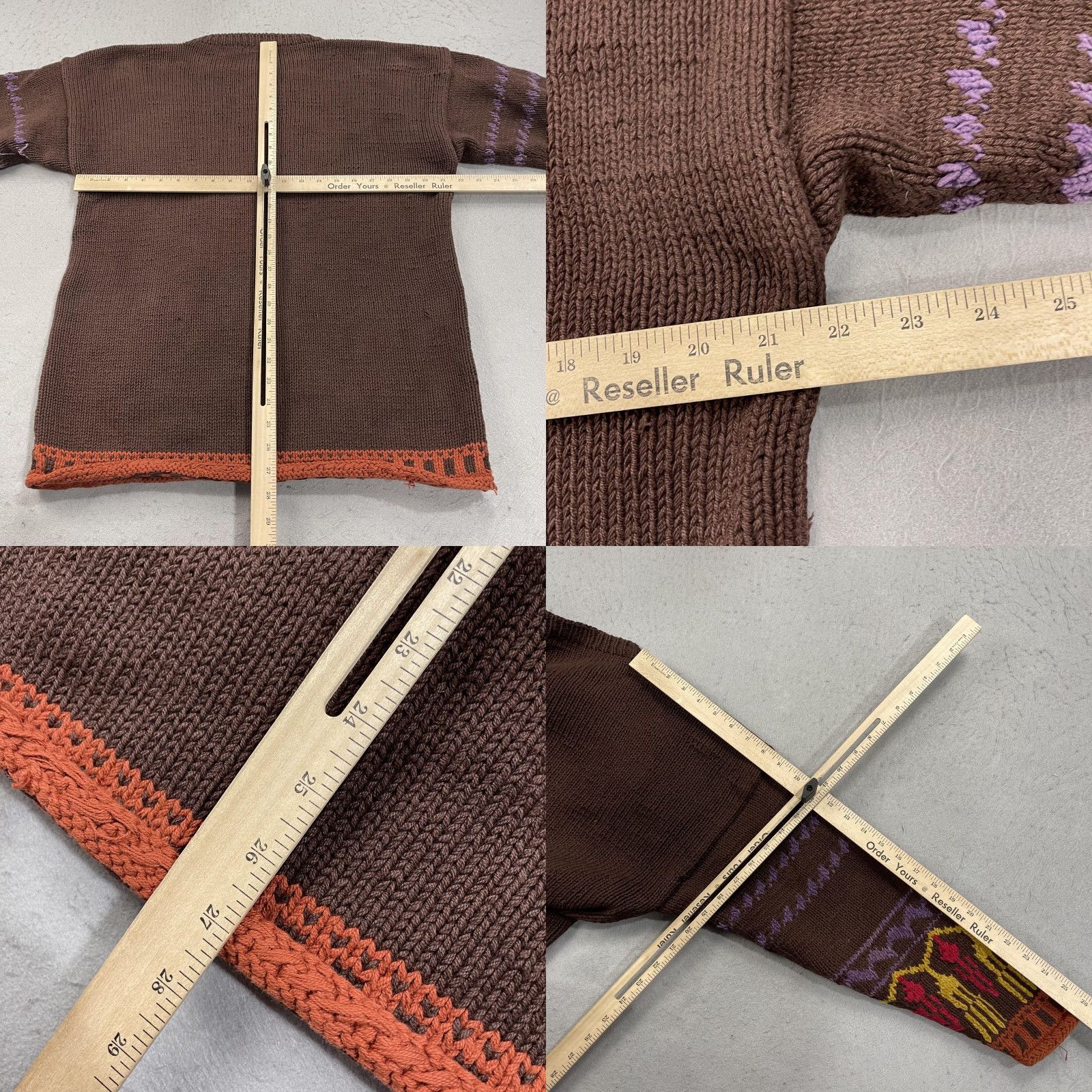 Banana Republic VINTAGE Banana Republic Sweater Womens M Brown Floral Hand Knit Grandma 80s Size M / US 6-8 / IT 42-44 - 8 Thumbnail