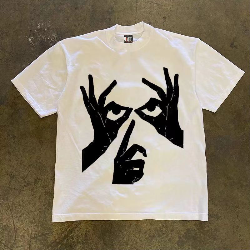 Japanese Brand White washed vintage eye print cotton t-shirt Size US M / EU 48-50 / 2 - 1 Thumbnail