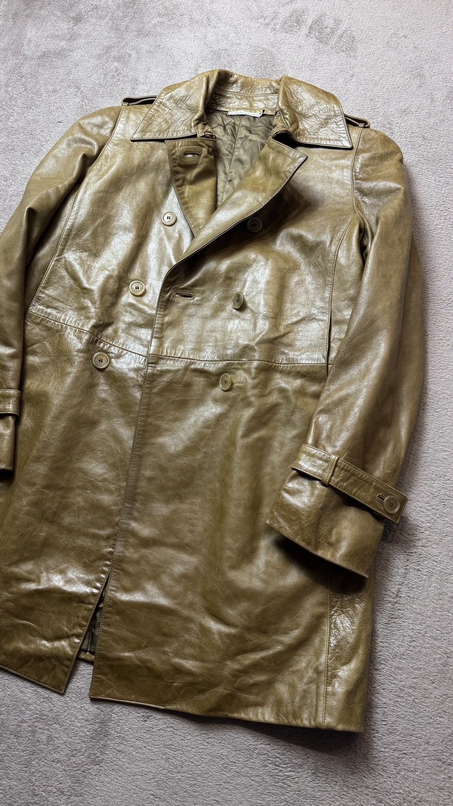 Fendi Fendissime Vera Pelle Leather Double Breasted Coat Jacket Size L / US 10 / IT 46 - 3 Thumbnail