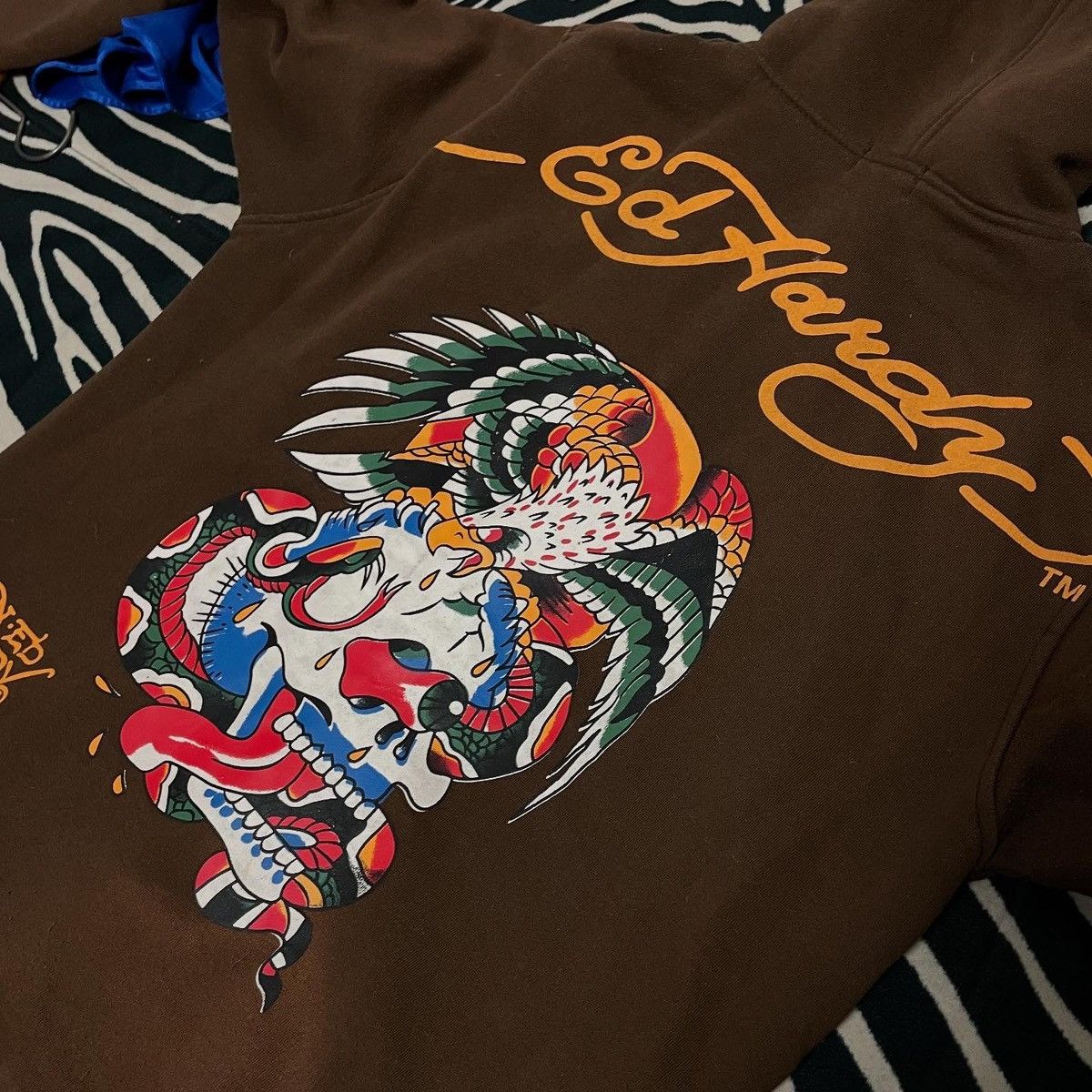 Ed Hardy 📌Rich Grey Cropped Zipper Jacket Hoodie Ed Hardy Full Print Size US M / EU 48-50 / 2 - 3 Thumbnail