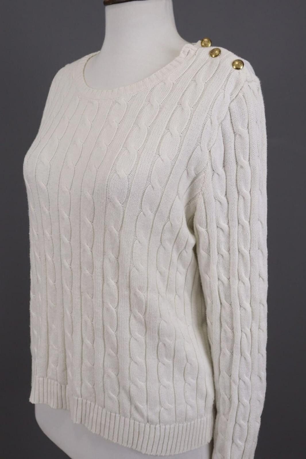 Lauren Ralph Lauren Lauren Ralph Lauren White Cable Knit Sweater Size L Size L / US 10 / IT 46 - 8 Thumbnail