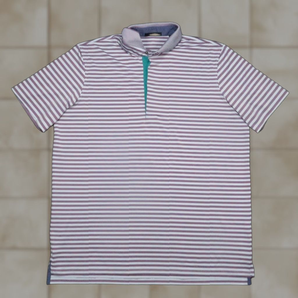 Vintage Greyson Polo Shirt Mens XL Purple Striped Snap Front Performance Polo (Golf) Size US XL / EU 56 / 4 - 1 Thumbnail
