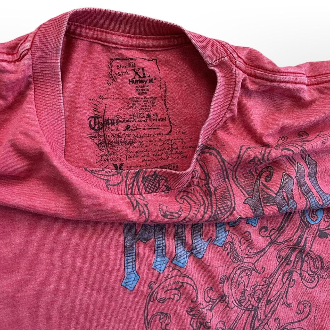 Hurley Vintage Hurley Y2K Red Slim Fit Graphic T-Shirt Size US XL / EU 56 / 4 - 4 Thumbnail