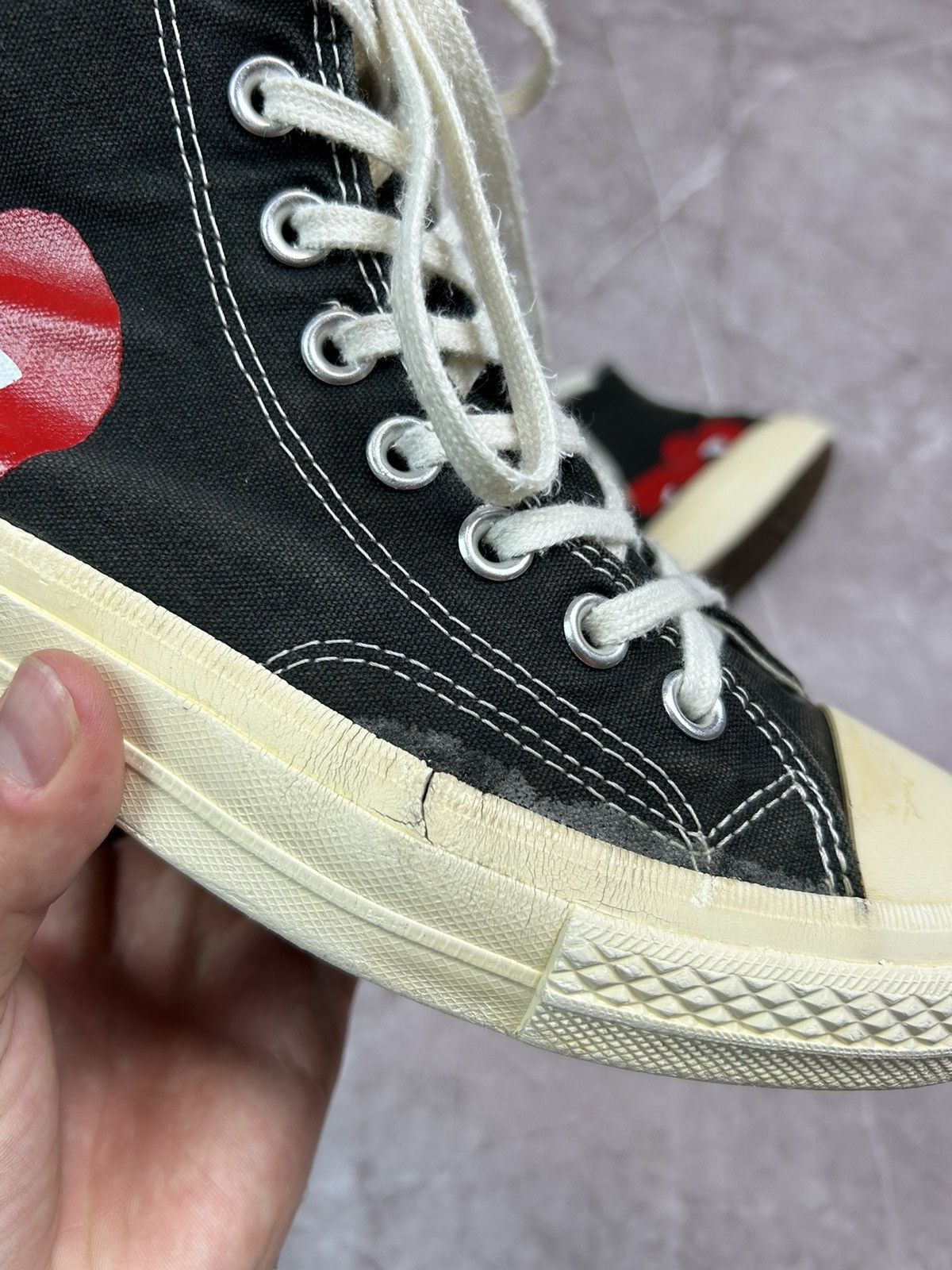 Comme des Garcons × Comme des Garcons PLAY × Converse Comme Des Garcons CDG PLAY x Converse Chuck Taylor 70s High Size US 7.5 / EU 40-41 - 3 Thumbnail