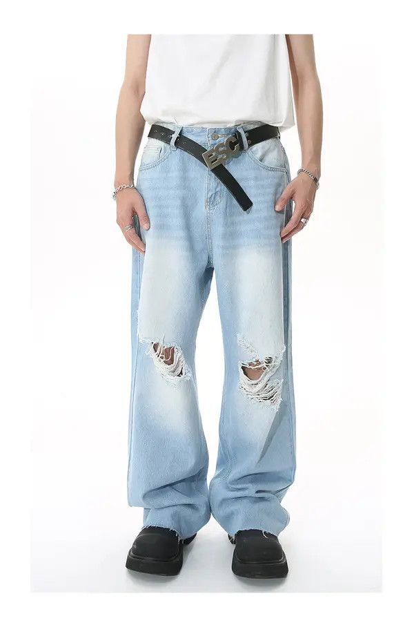 Japanese Brand Kimiko x Juri Loose straight-leg washed ripped jeans Size US 32 / EU 48 - 1 Thumbnail