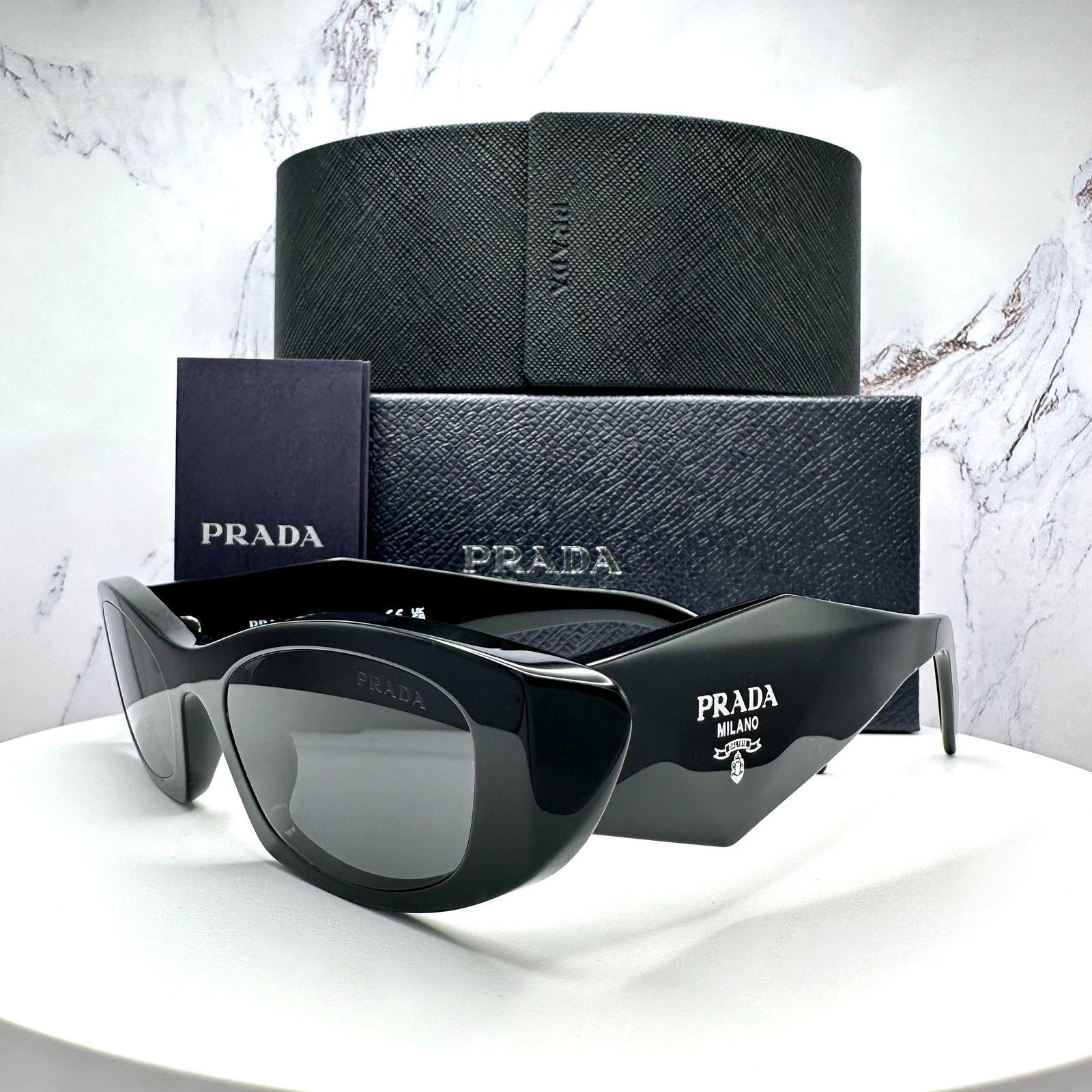 Prada New PRADA Sunglasses Black Oval Cat Eye Symbole Logo Size ONE SIZE - 1 Thumbnail