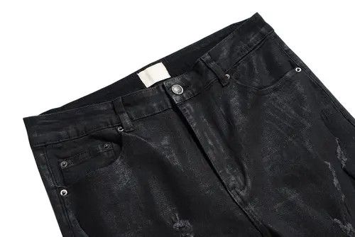 VIBE High Street Ripped Damaged Coatted Wax Baggy Flare Size US 32 / EU 48 - 6 Thumbnail