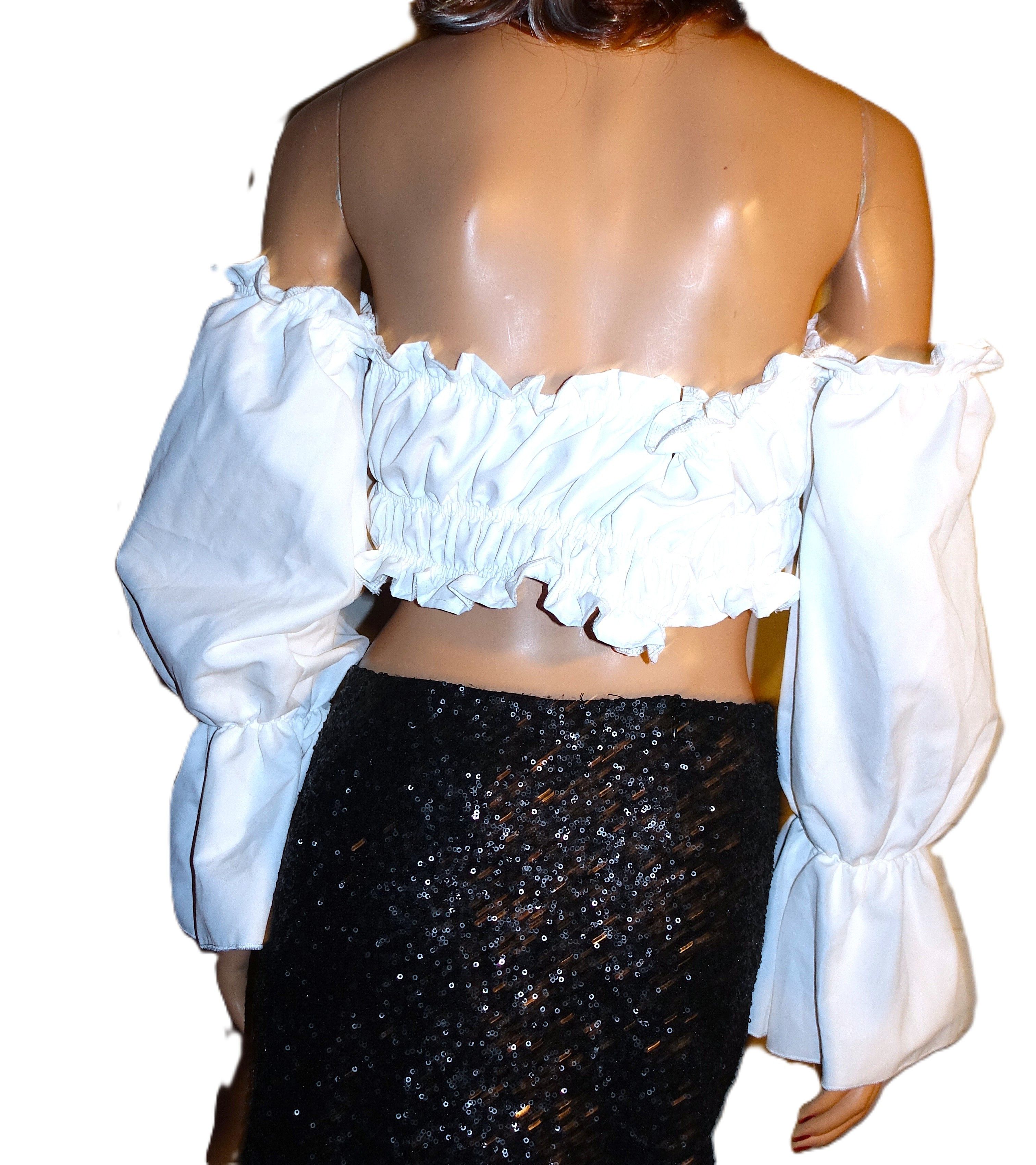 Vintage White Off Shoulder Ruffle Cha Cha Top 1XL Size XL / US 12-14 / IT 48-50 - 5 Thumbnail