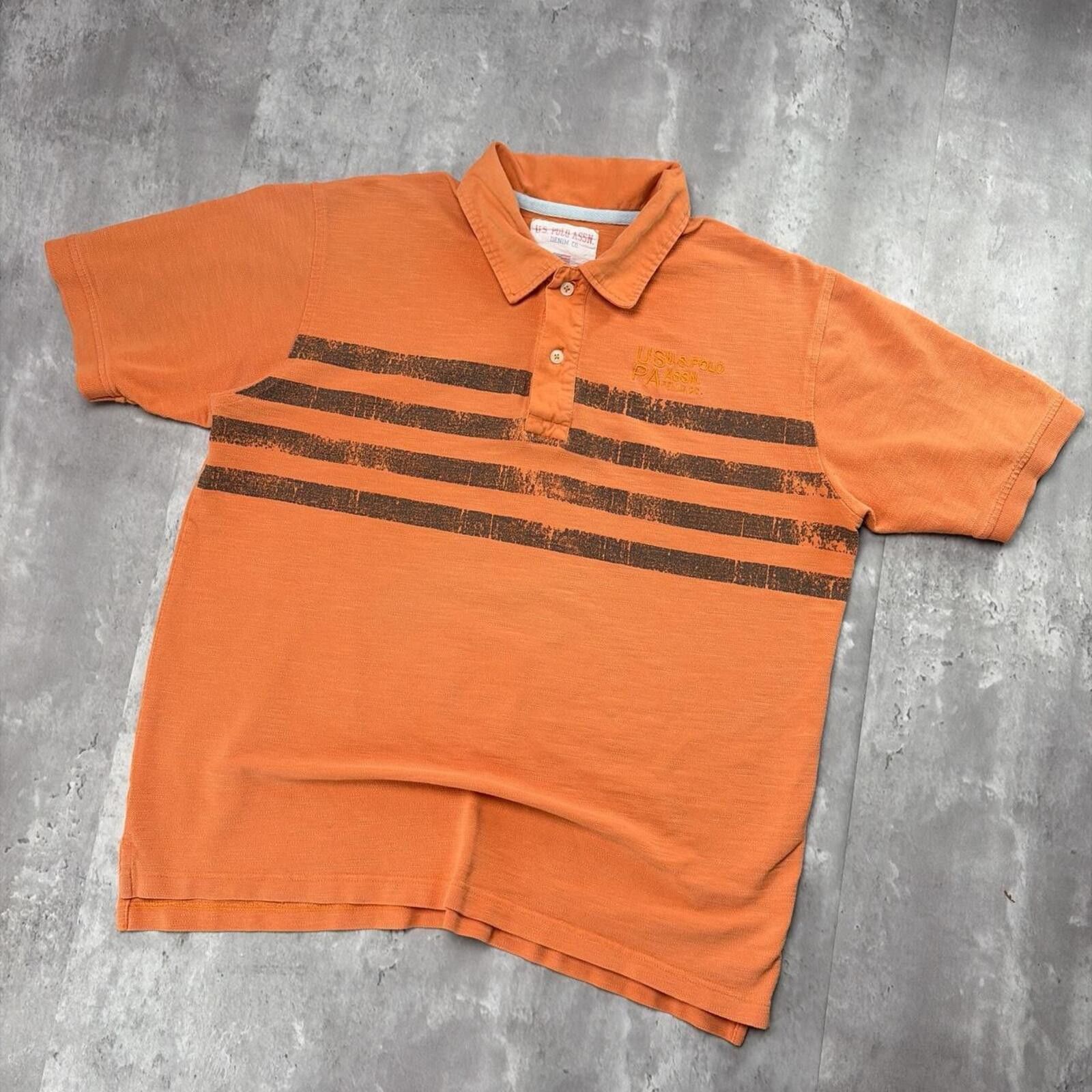 U.S. Polo Assn. Y2K Orange U.S. Polo Assn Grunge Striped Skater Polo Shirt Size US L / EU 52-54 / 3 - 2 Thumbnail
