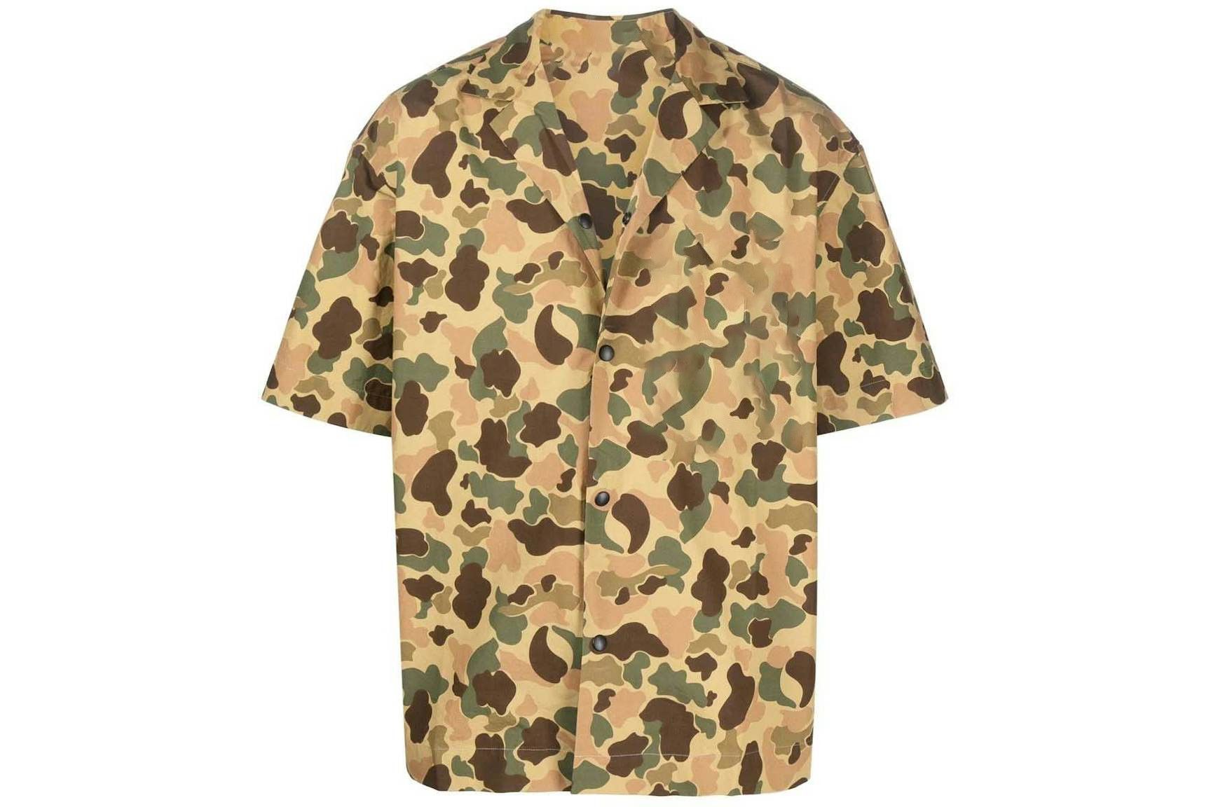 Designer Camouflage Print Short Sleeve Shirt – Green Size US L / EU 52-54 / 3 - 1 Thumbnail