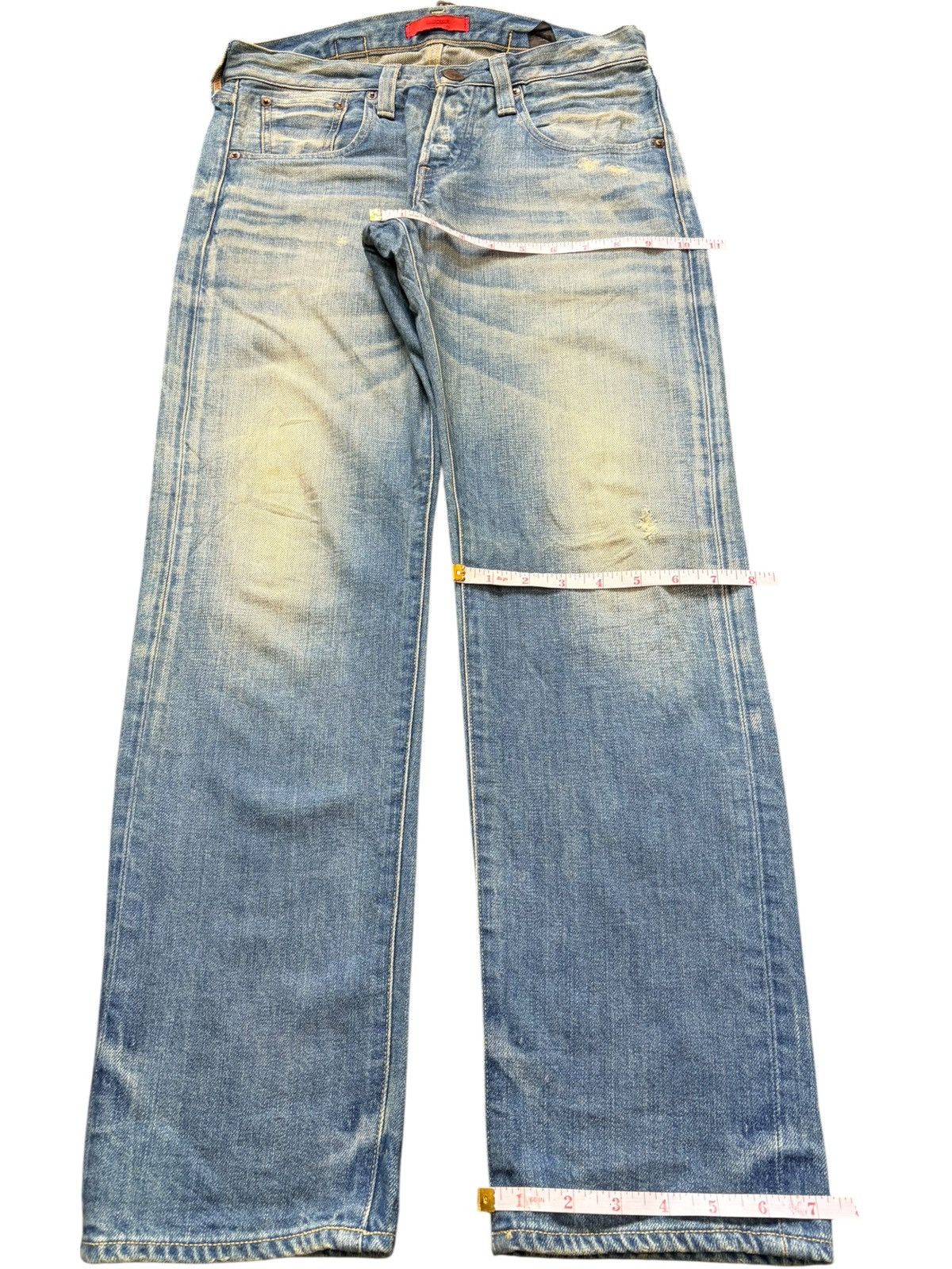 Edwin Vintage / Y2K Red Card Buckle Back Mud Wash Distress Jeans Size US 29 - 8 Thumbnail
