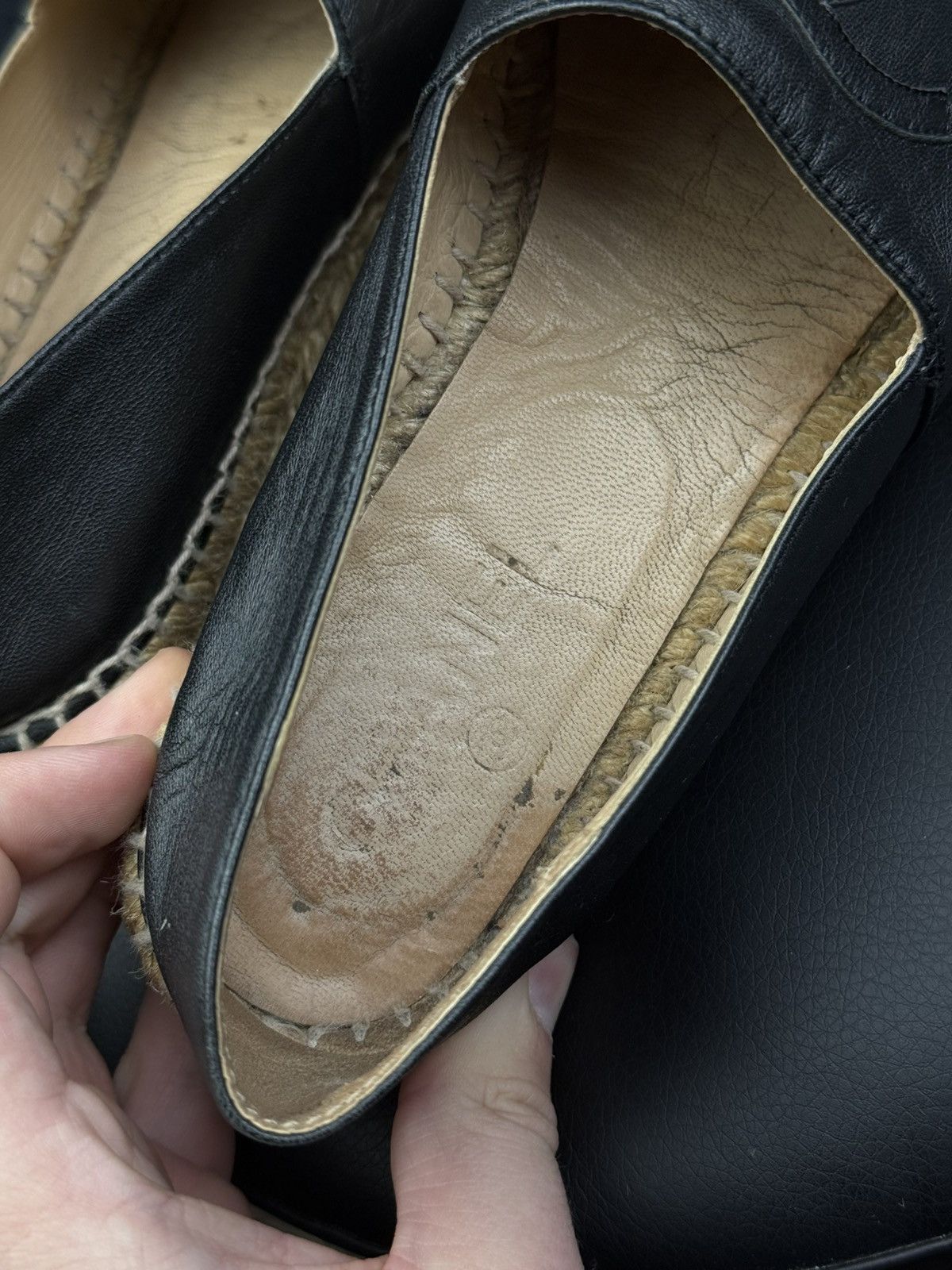 Chanel Vintage Chanel Espadrilles Slip-ons Coco Mark Black Leather Size US 8 / IT 38 - 9 Thumbnail
