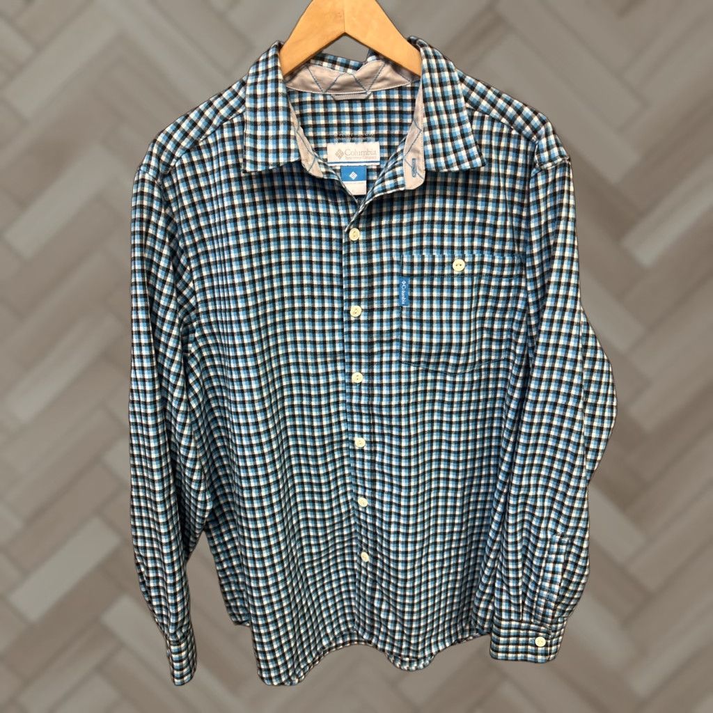 Vintage Columbia Button-Up Shirt Mens L Blue Plaid Flannel Long Sleeve Casual Shirt Size US L / EU 52-54 / 3 - 1 Thumbnail