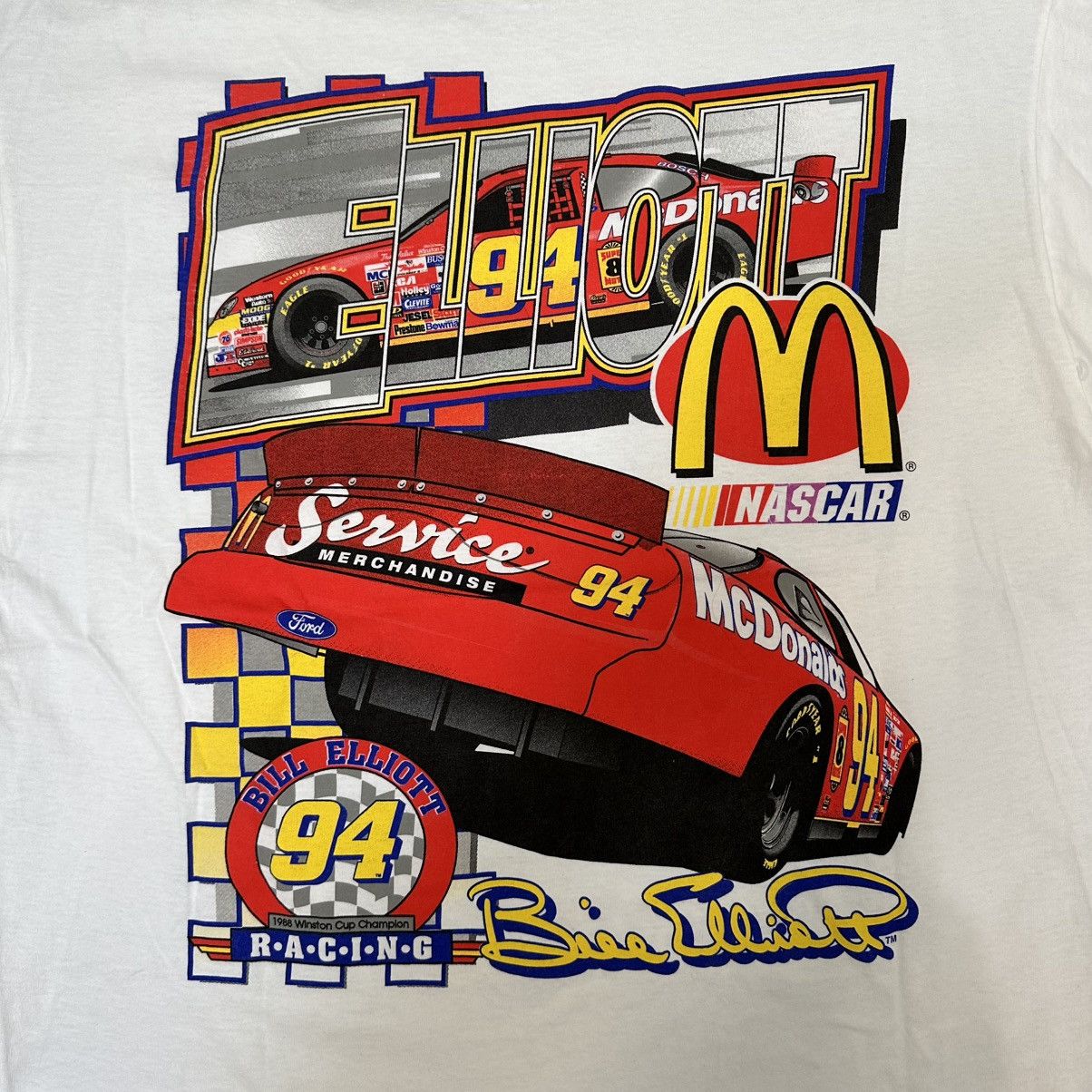 NASCAR Crazy vintage 90s Bill Elliott McDonald’s double sided shirt Size US XXL / EU 58 / 5 - 5 Thumbnail