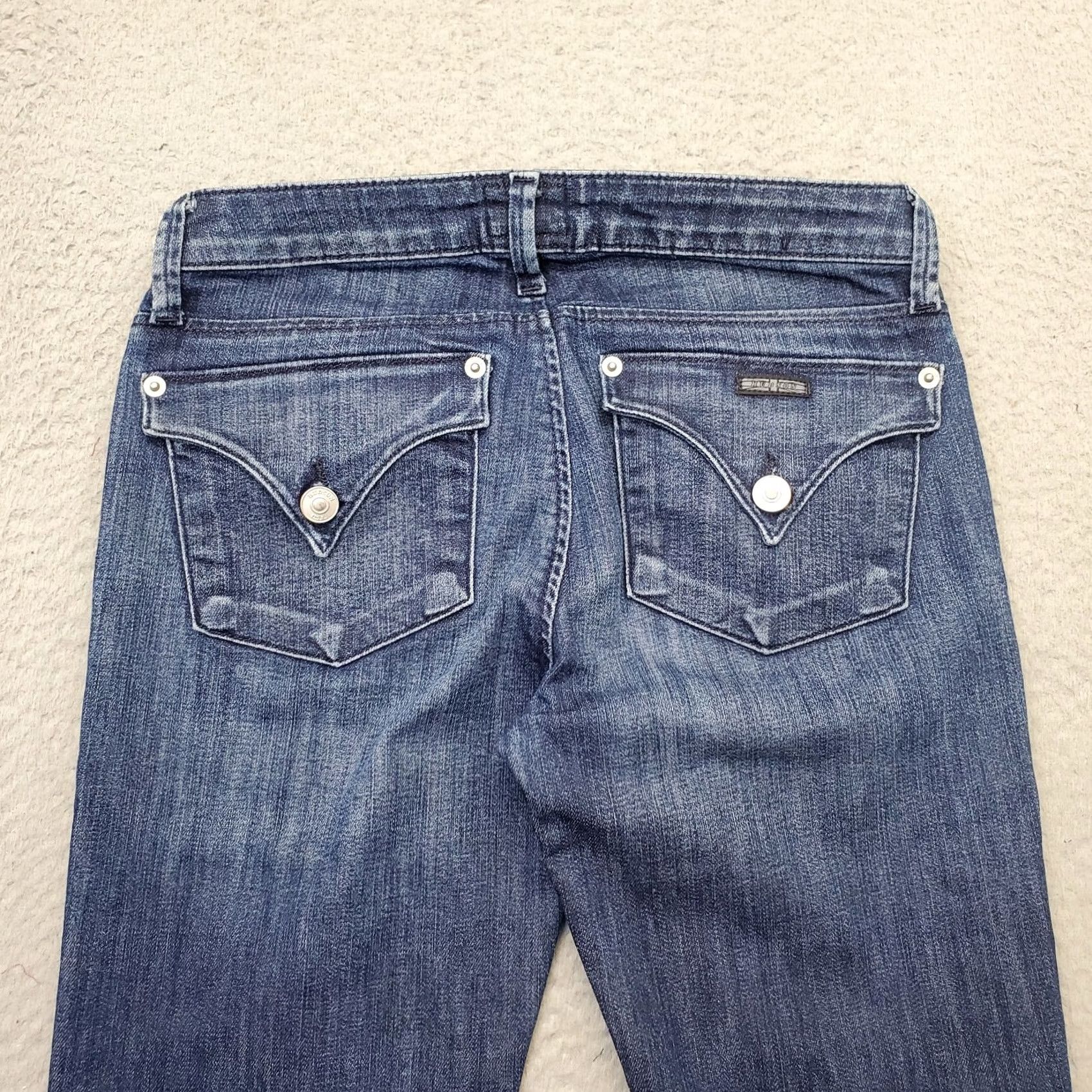 Hudson Hudson Womens 25 Blue Denim Stretch Whiskered Flat Front 5-Pockets Design Jeans Size 42" / US 20 - 3 Thumbnail