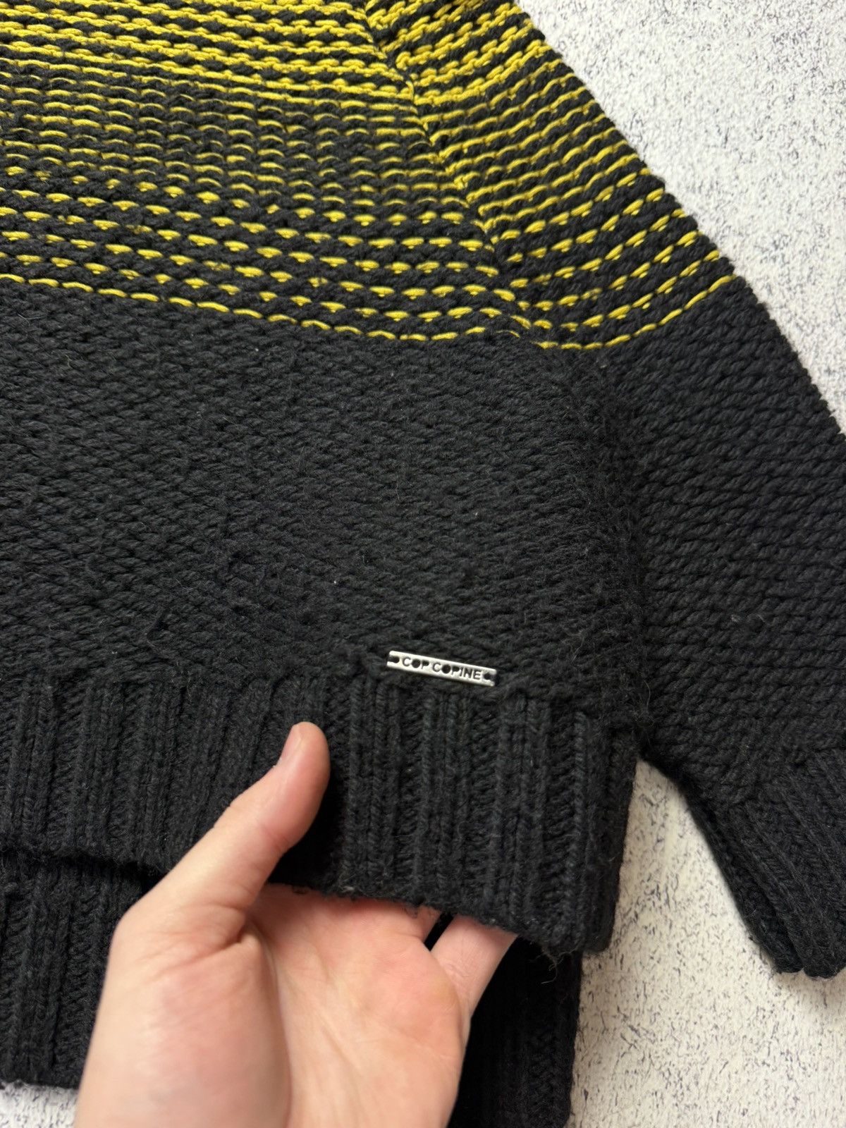 Cop Copine Cop. Copine Black/Yellow Chunky Knit Turtleneck Sweater Size ONE SIZE - 9 Thumbnail