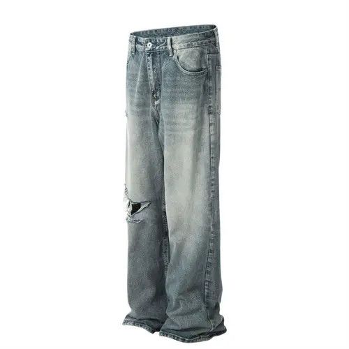 Japanese Brand × Jean Pants Men's loose casual straight washed distressed jeans Size US 34 / EU 50 - 2 Thumbnail