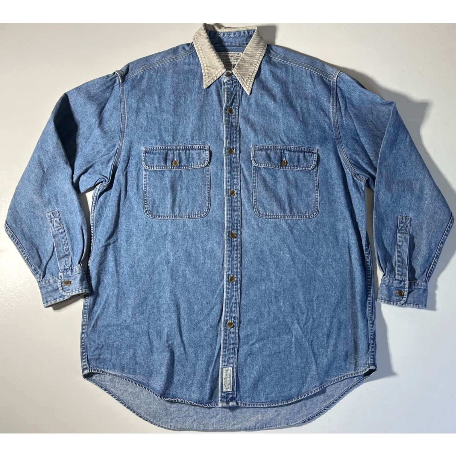 Abercrombie & Fitch VINTAGE Abercrombie & Fitch The Big Shirt Button-Up Denim Shirt Mens 90s Preppy Retro 100% Cotton Blue Size M with Pockets Size US M / EU 48-50 / 2 - 4 Thumbnail