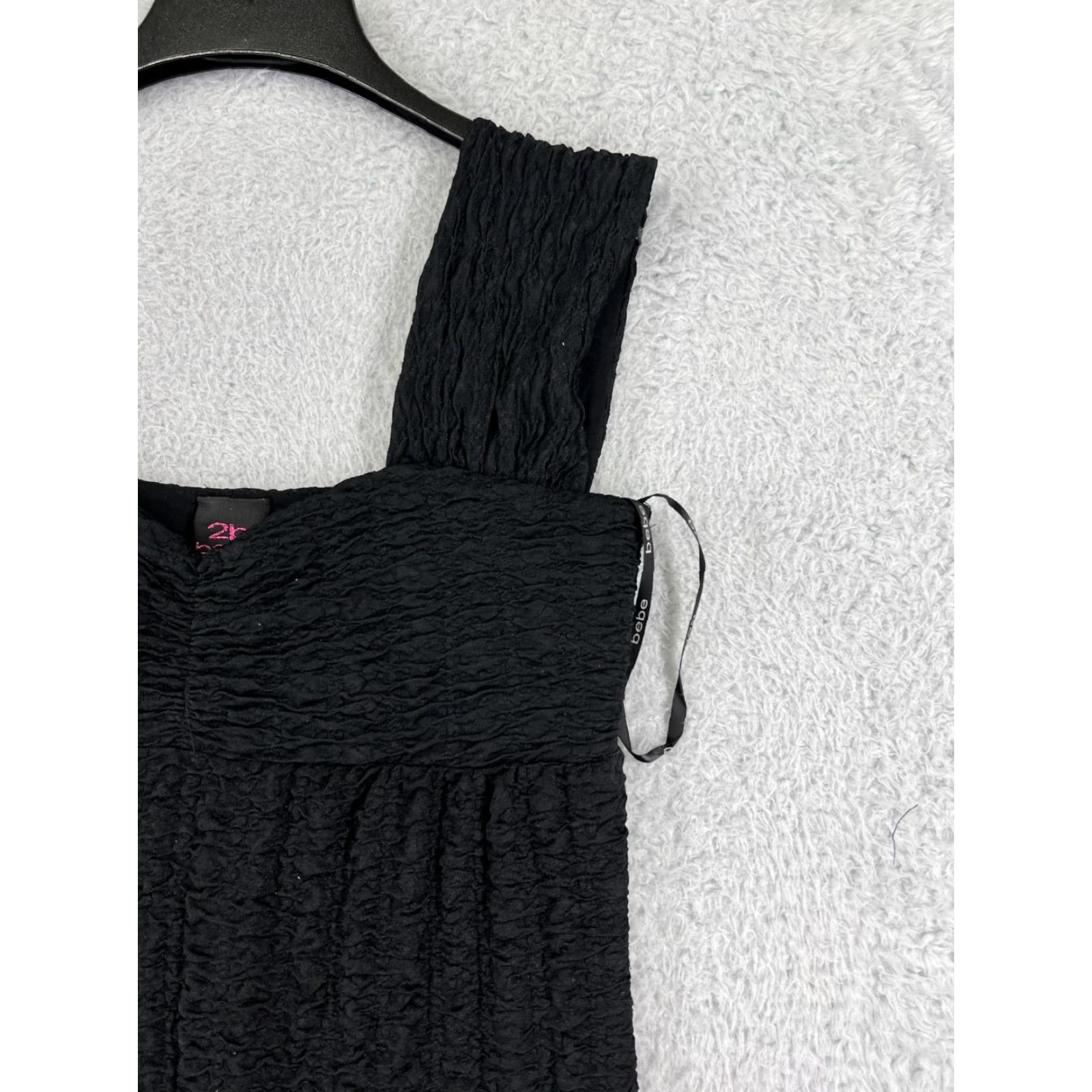 Bebe 2b bebe Dress Womens Medium Black Sheeth Ruffle Wide Strap Polyester Rayon Lined Size M / US 6-8 / IT 42-44 - 5 Thumbnail