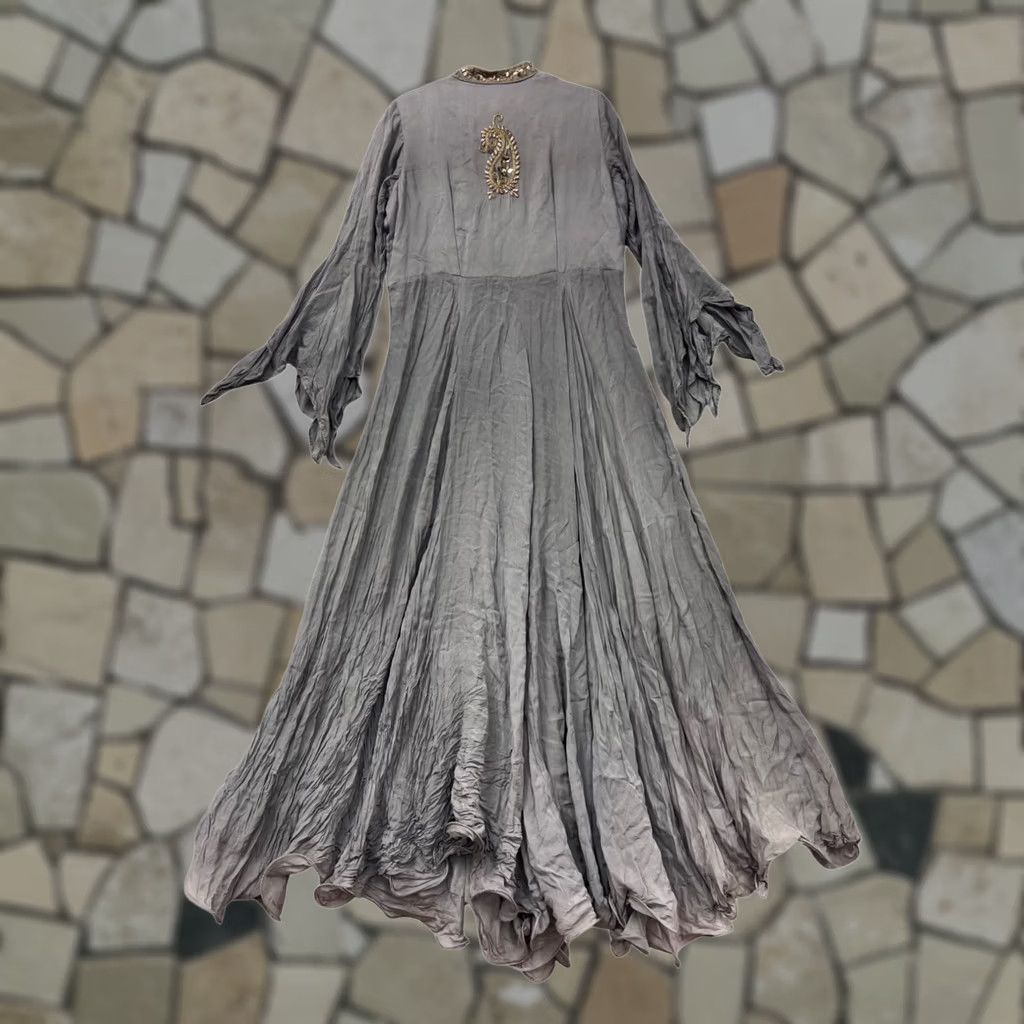 Bell Unbranded Gray Maxi Dress Unisex Adults XL Long Embroidered Bell Sleeve Sequins Gown Anarkali Fashion Size XL / US 12-14 / IT 48-50 - 1 Thumbnail
