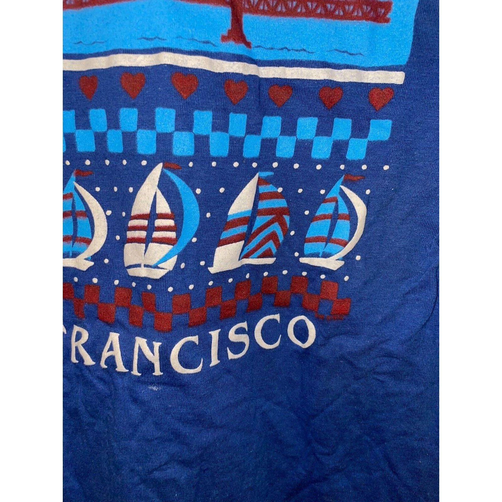 Other Vintage San Francisco Shirt Bridge Boat City Blue Tee 80s M Size US M / EU 48-50 / 2 - 5 Thumbnail