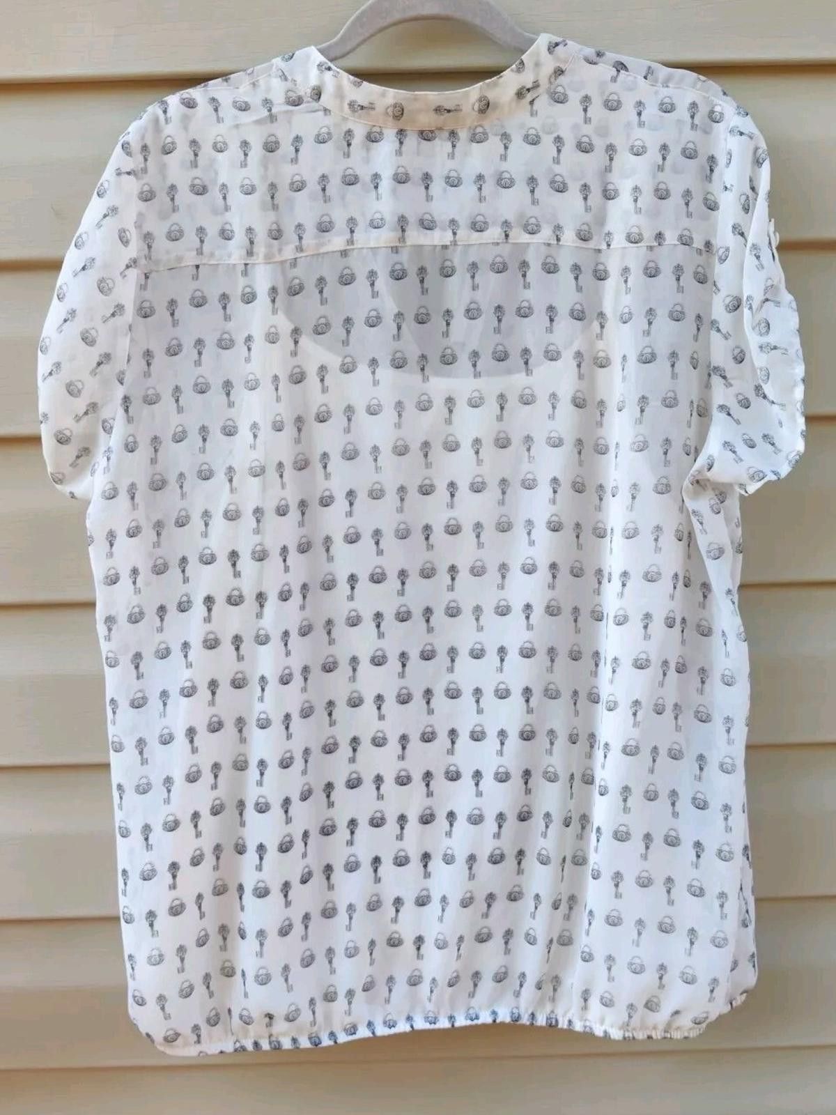 Other Roz & Ali Lock & Key Sheer White Top Blouse w/ Built in Cami Size XL / US 12-14 / IT 48-50 - 4 Thumbnail