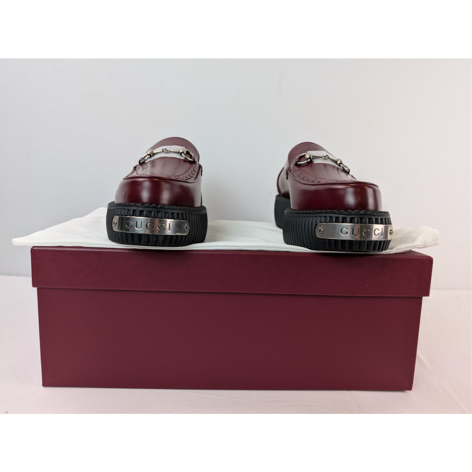 Gucci o1rshd1 Horsebit Creeper Loafer in Rosso Ancora Red leather Size US 11.5 / EU 44-45 - 19 Thumbnail