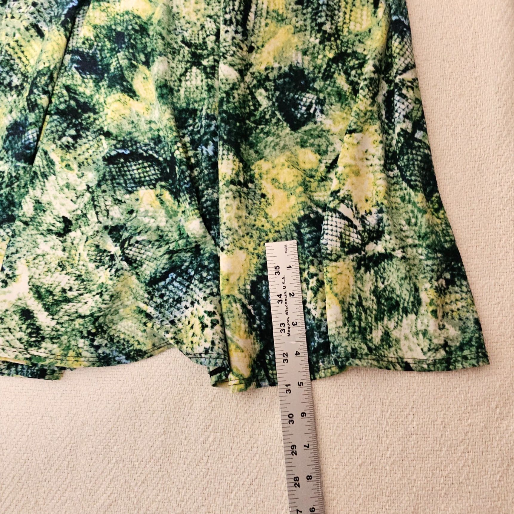 Vintage JULIAN TAYLOR GREEN MULTI PRINT STRETCH JERSEY SLEEVELESS DRESS SIZE 10 Back Zip Size L / US 10 / IT 46 - 6 Thumbnail