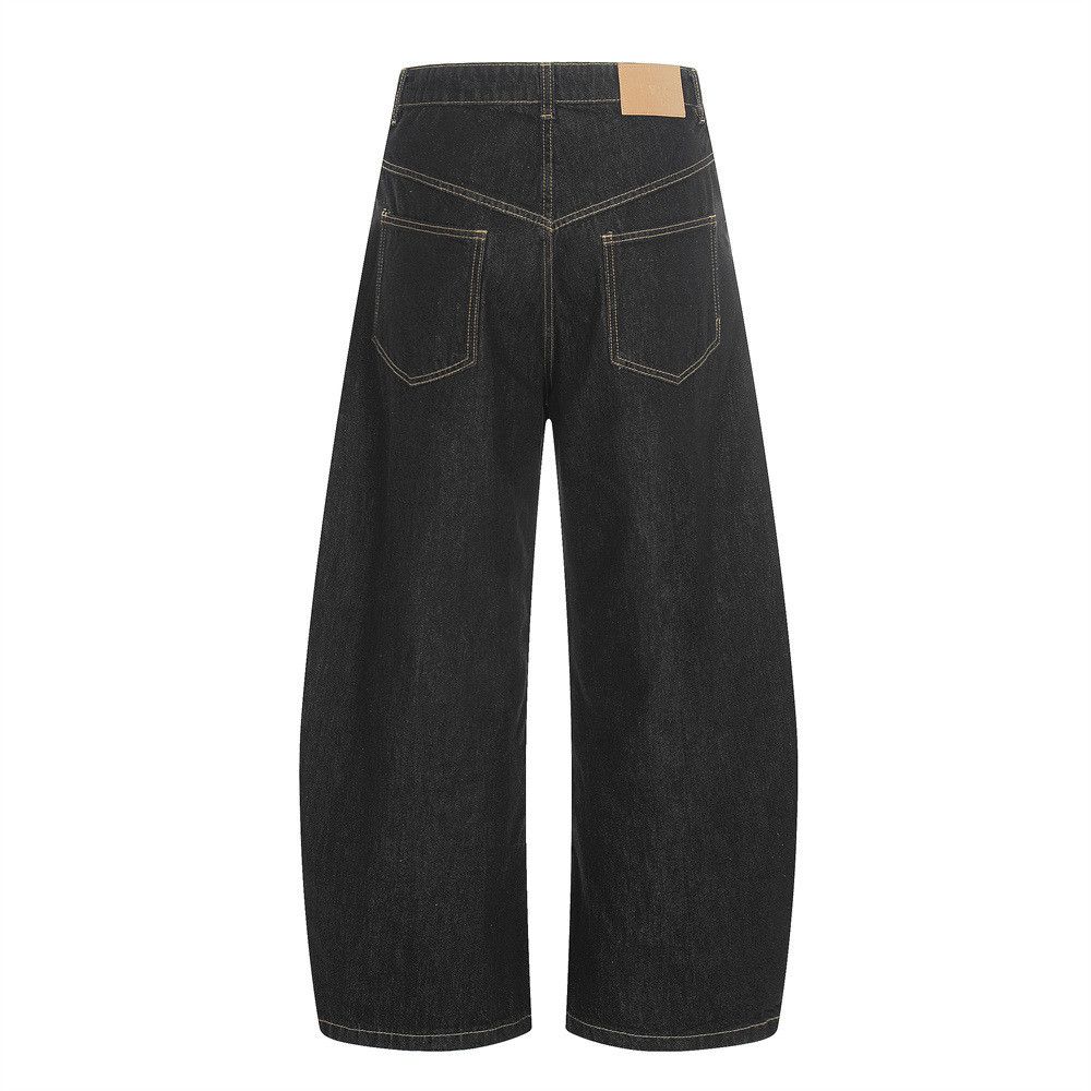 Jean Men's Hip-Hop Loose-Fit Curved-Leg Jeans with Metal Buckles Size US 32 / EU 48 - 2 Thumbnail
